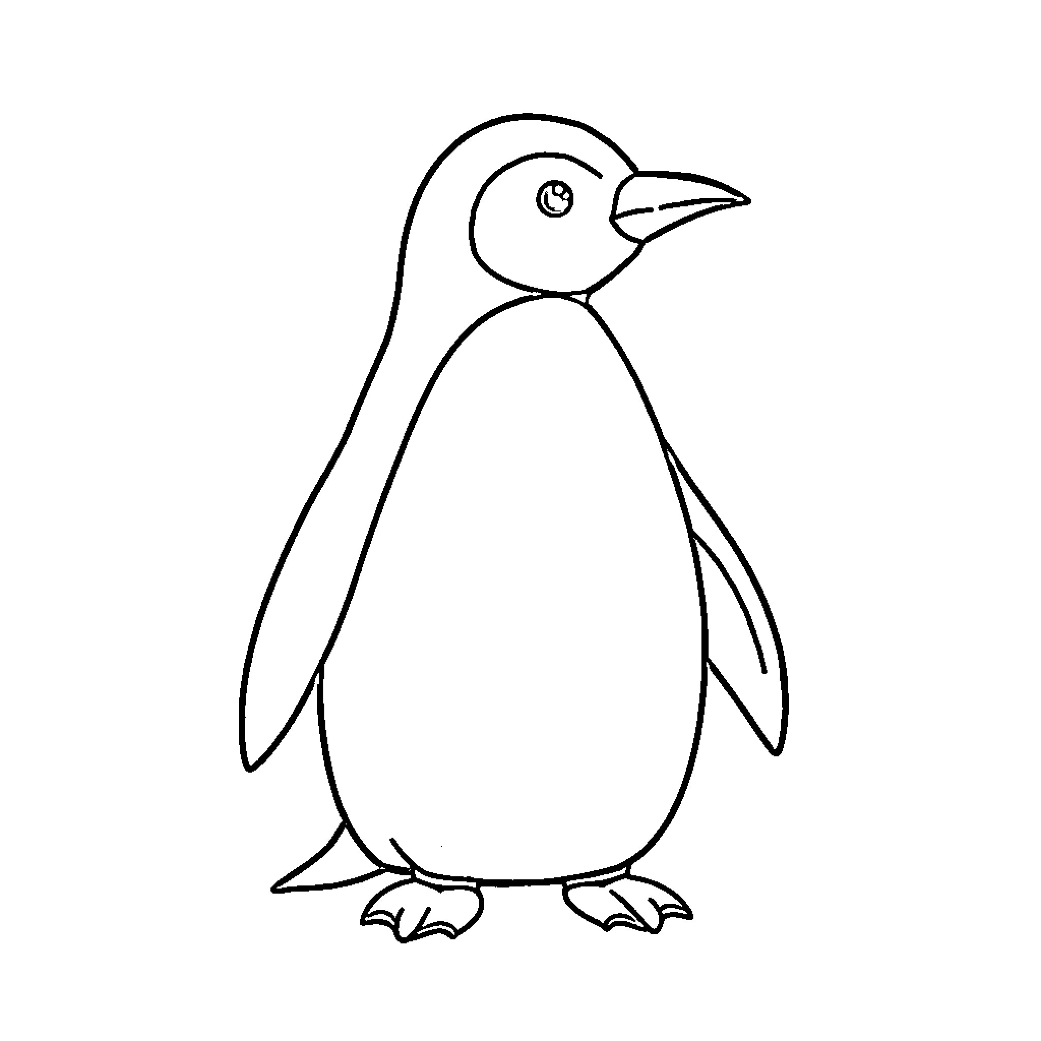 Penguin in simple outline style Coloring Page (free black-and-white line drawing printable PDF for all, from beginners to advanced learners, including children, teens, adults, and seniors)