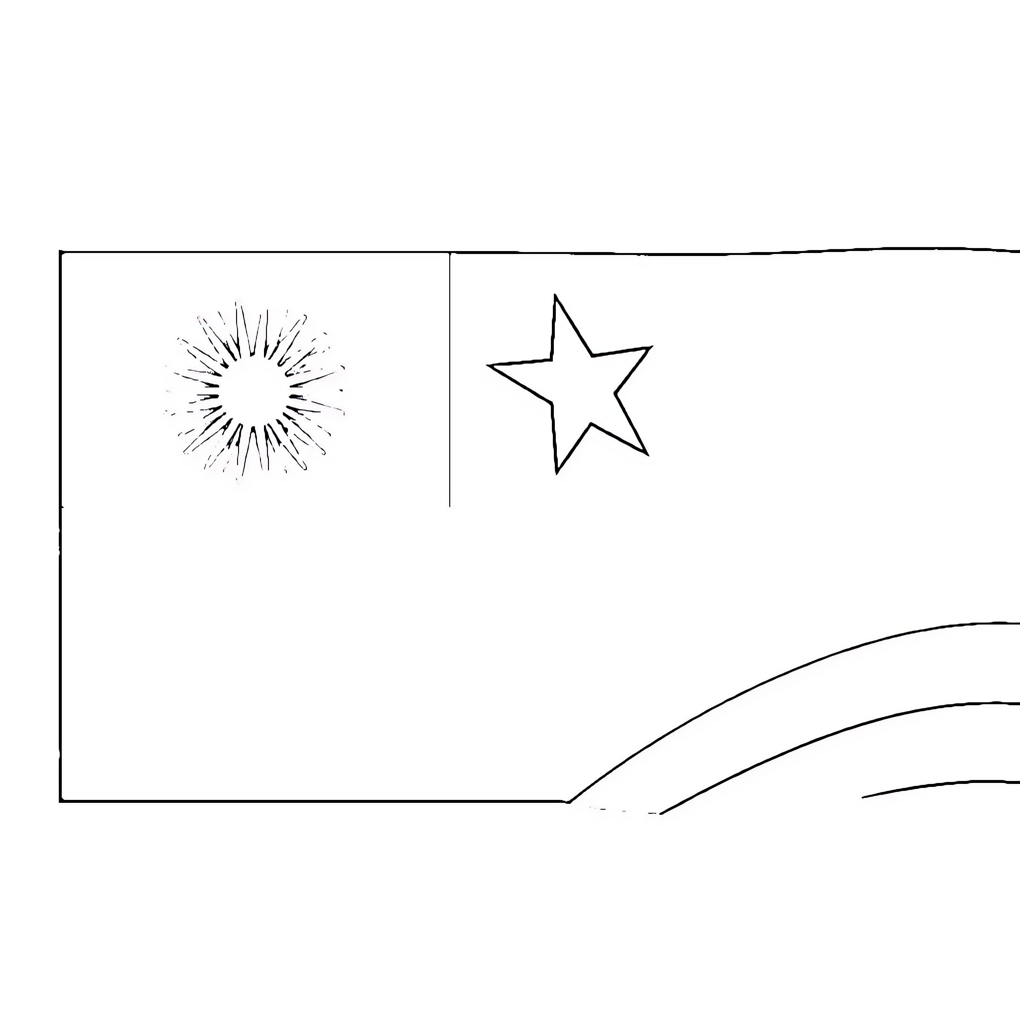 Flag displaying simple shapes and designs Coloring Page (free black-and-white line drawing printable PDF for all, from beginners to advanced learners, including children, teens, adults, and seniors)