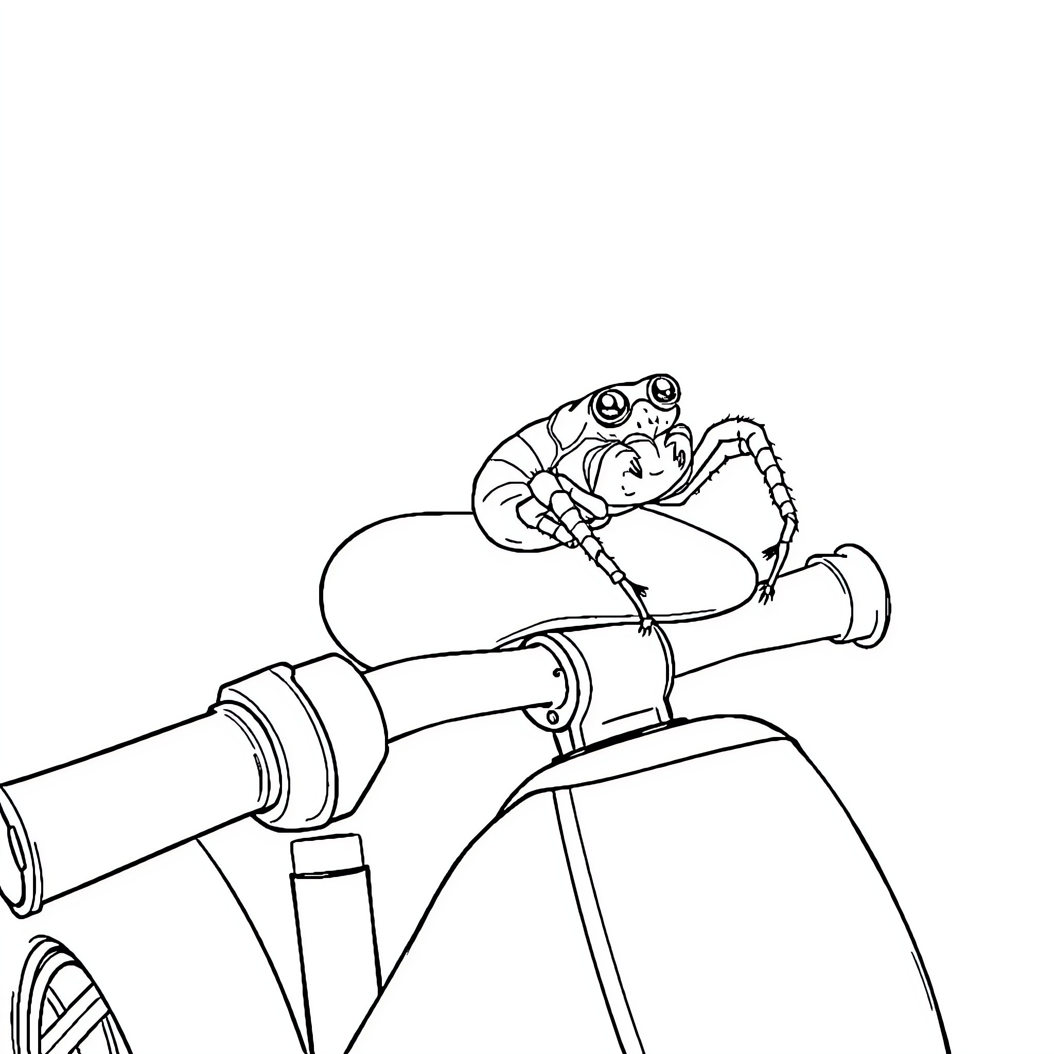 Spider riding a motorcycle with determination Coloring Page (free black-and-white line drawing printable PDF for all, from beginners to advanced learners, including children, teens, adults, and seniors)
