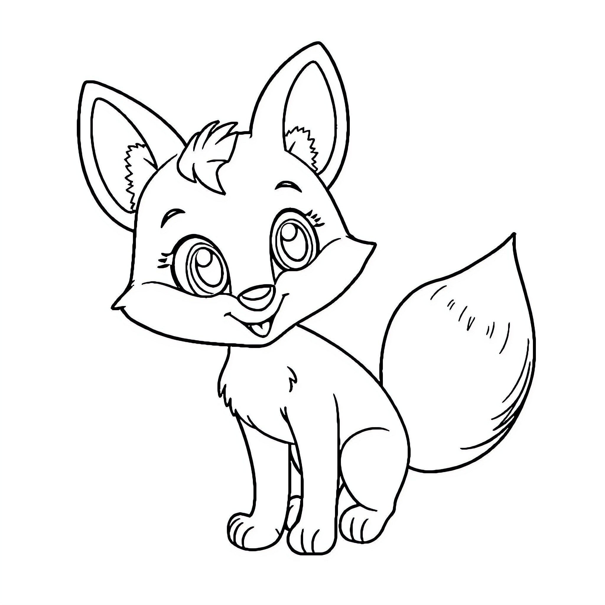Fox playing with joy and excitement Coloring Page (free black-and-white line drawing printable PDF for all, from beginners to advanced learners, including children, teens, adults, and seniors)