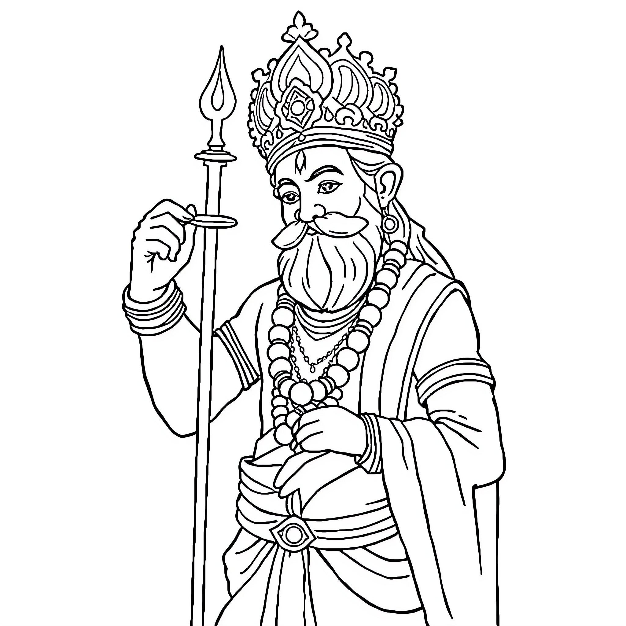 Surety of Royal Ruler's Regal Regalia Coloring Page (free black-and-white line drawing printable PDF for all, from beginners to advanced learners, including children, teens, adults, and seniors)