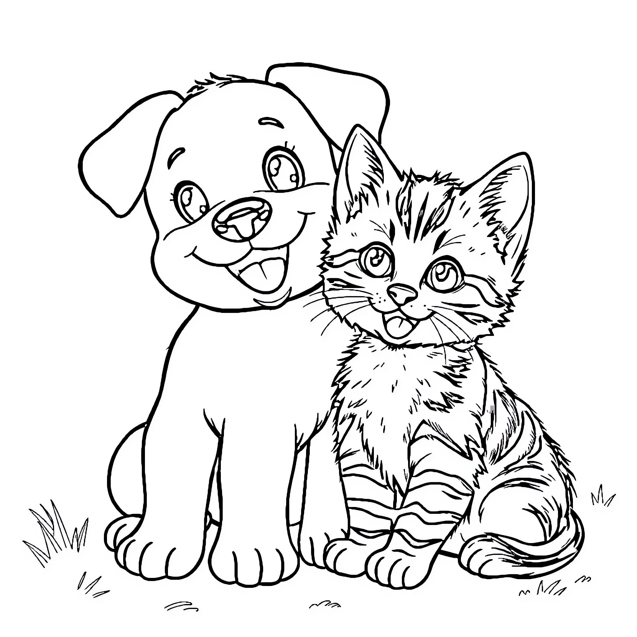Choupi's Playful Companions Coloring Page (free black-and-white line drawing printable PDF for all, from beginners to advanced learners, including children, teens, adults, and seniors)