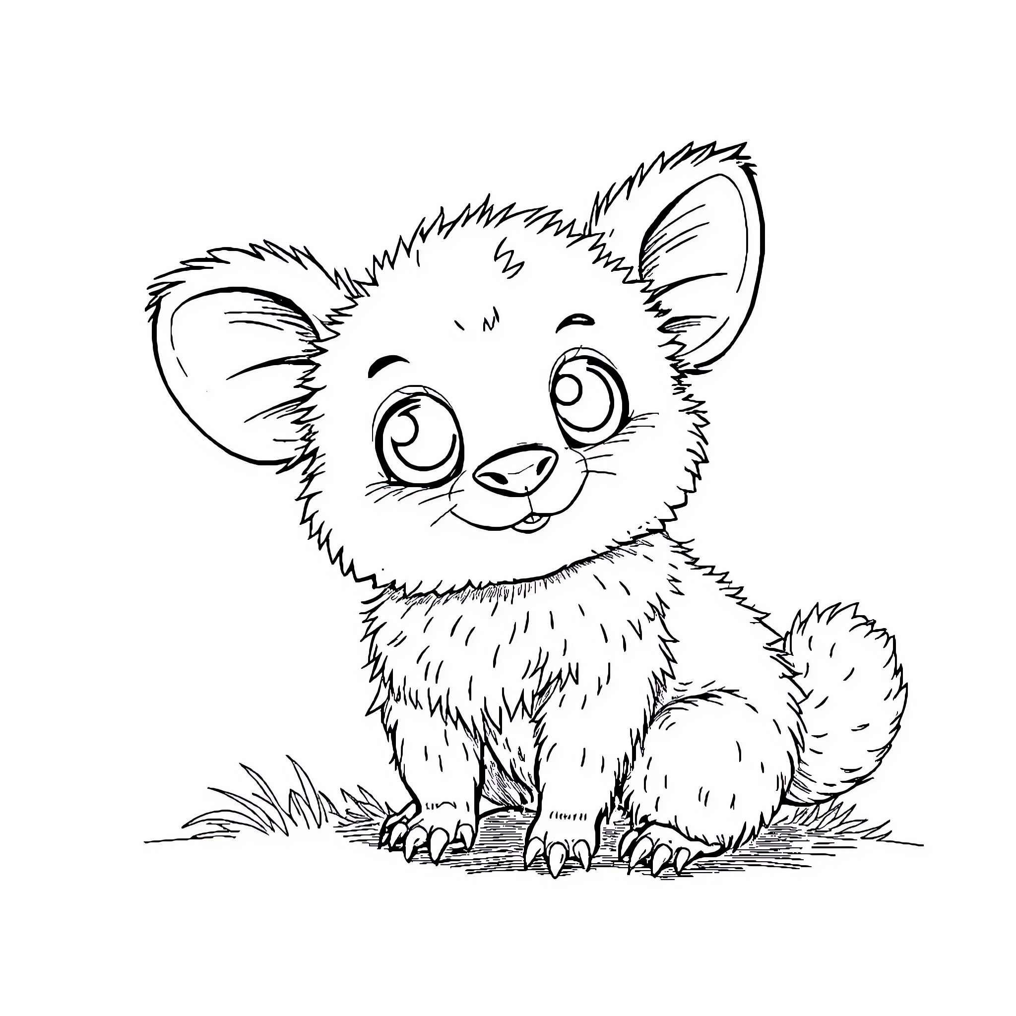 Labubu's Playful Exploration Coloring Page (free black-and-white line drawing printable PDF for all, from beginners to advanced learners, including children, teens, adults, and seniors)