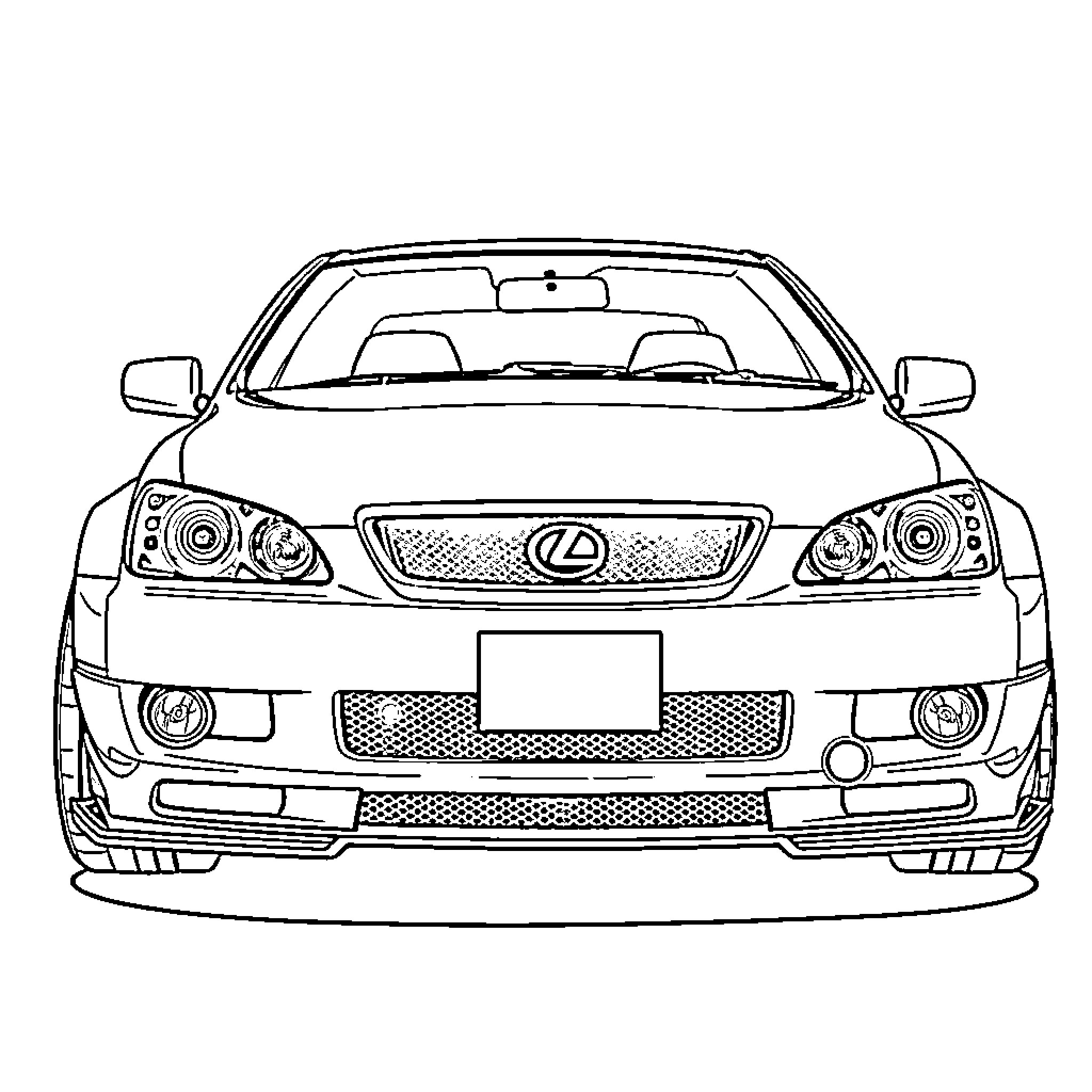 Lexus premium sedan with sleek exterior design Coloring Page (free black-and-white line drawing printable PDF for all, from beginners to advanced learners, including children, teens, adults, and seniors)