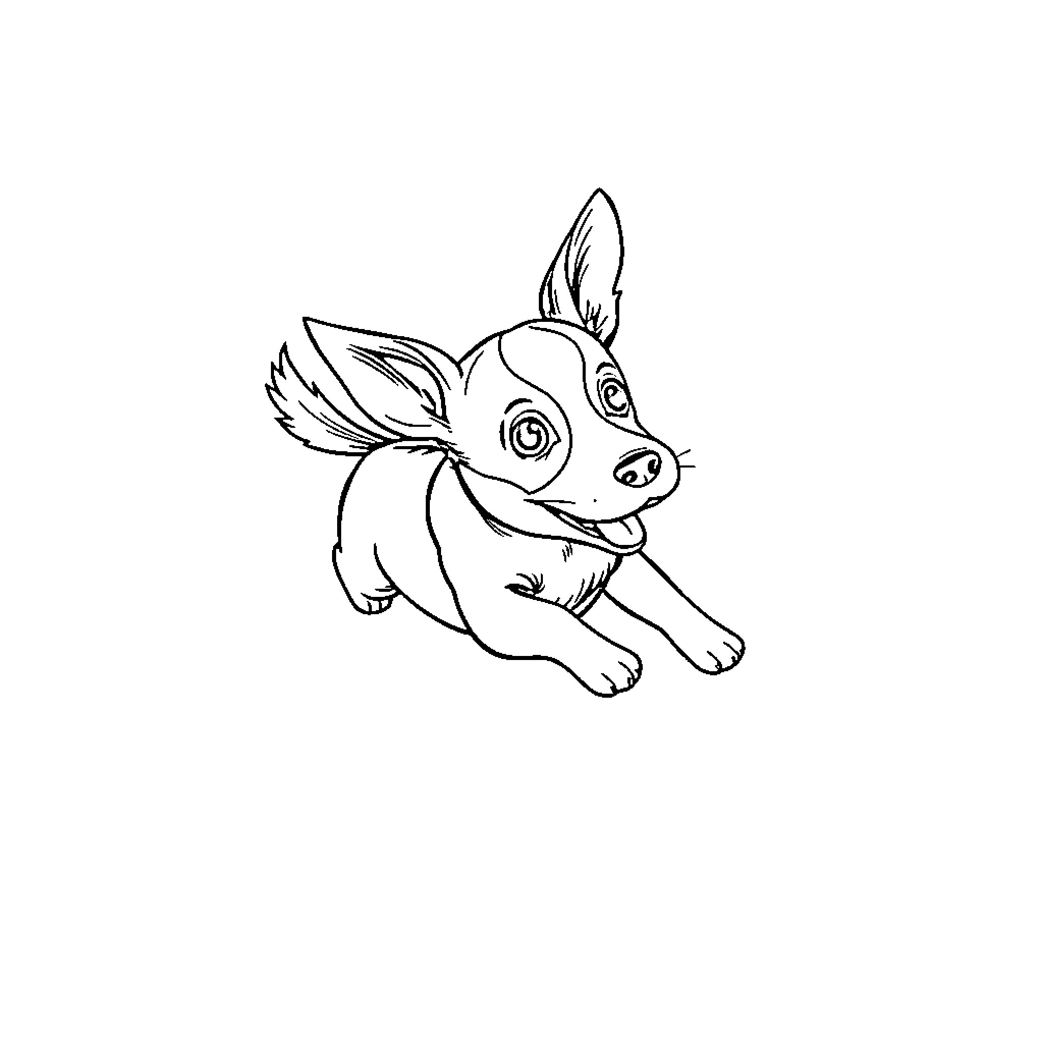Jack Russell Terrier Puppy Playful Pose Coloring Page (free black-and-white line drawing printable PDF for all, from beginners to advanced learners, including children, teens, adults, and seniors)