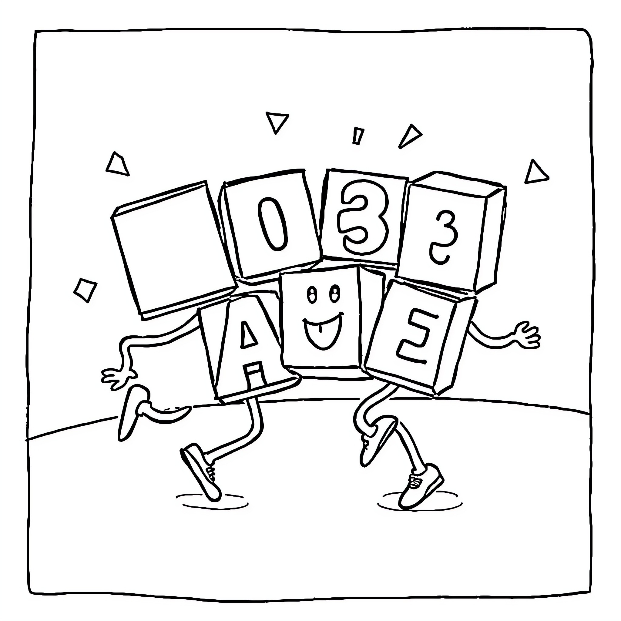 Numberblocks having a fun dance party Coloring Page (free black-and-white line drawing printable PDF for all, from beginners to advanced learners, including children, teens, adults, and seniors)