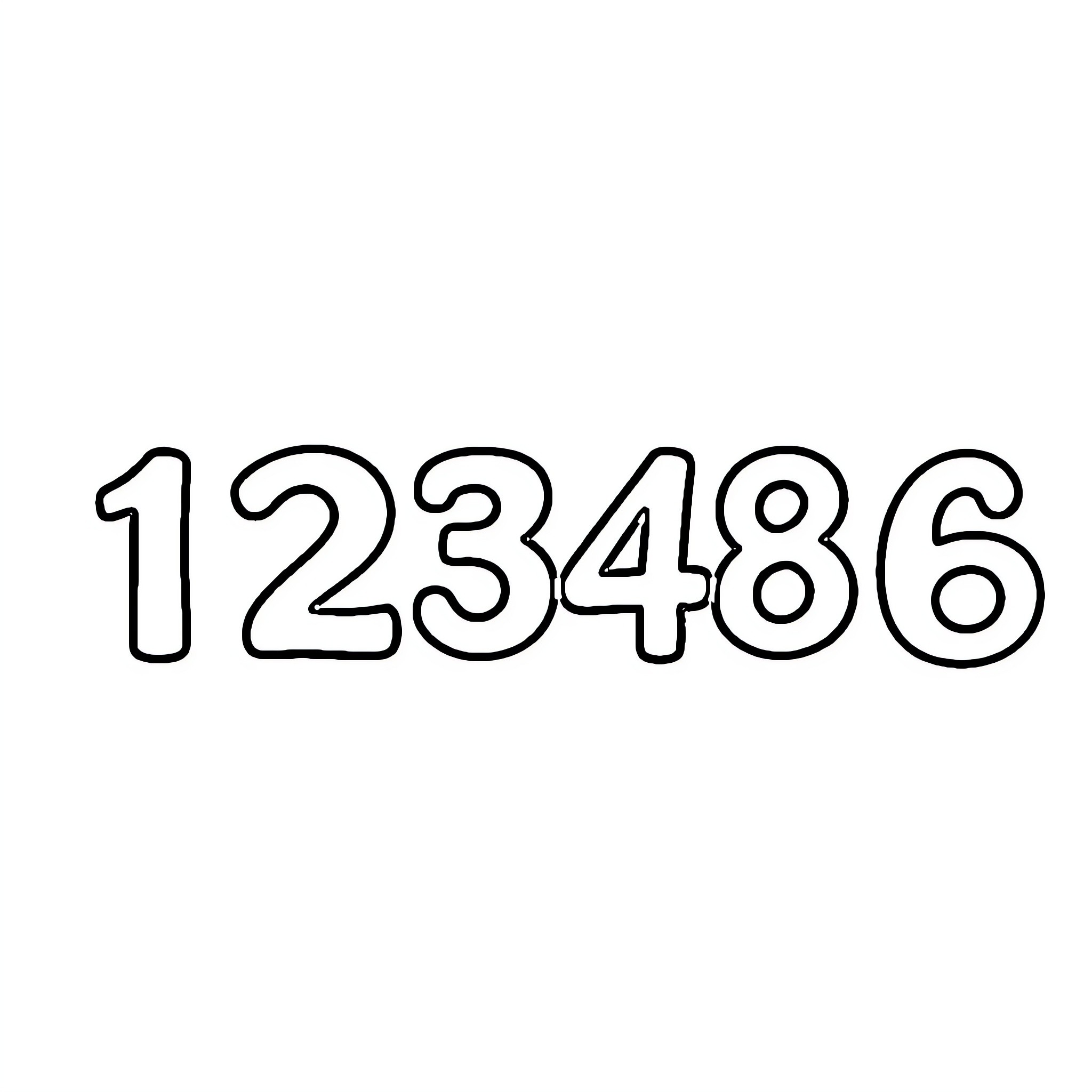 Numbers in simple black and white design Coloring Page (free black-and-white line drawing printable PDF for all, from beginners to advanced learners, including children, teens, adults, and seniors)
