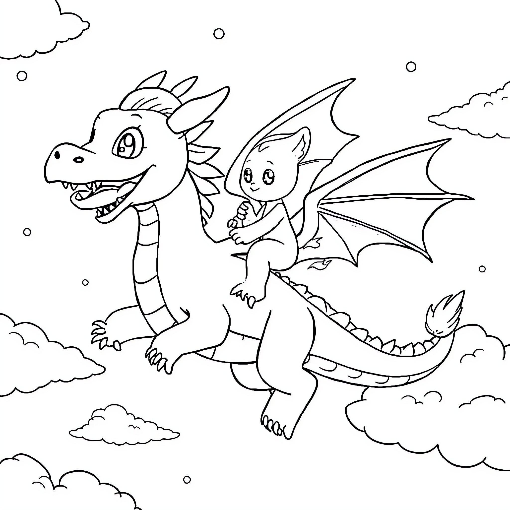 Bluey's Fantastic Dragon Adventure Coloring Page (free black-and-white line drawing printable PDF for all, from beginners to advanced learners, including children, teens, adults, and seniors)