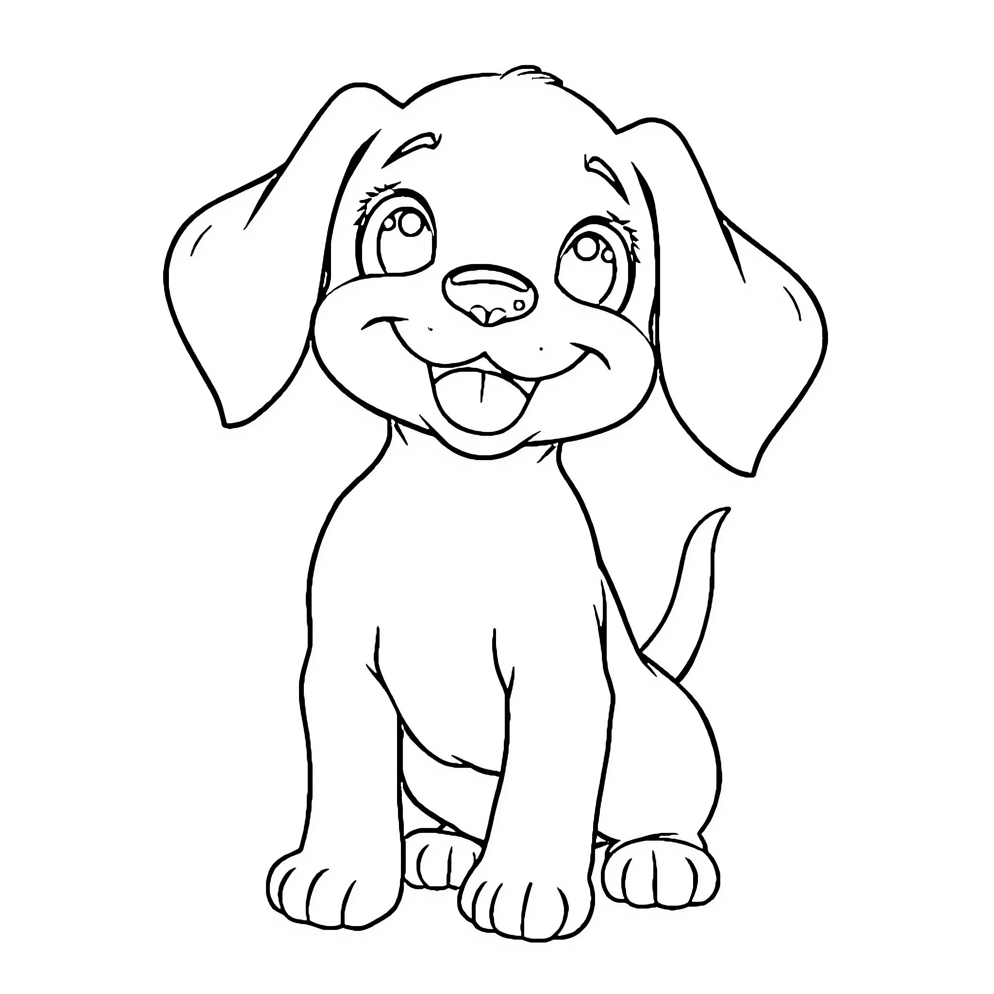 Puppy with playful expression Coloring Page (free black-and-white line drawing printable PDF for all, from beginners to advanced learners, including children, teens, adults, and seniors)