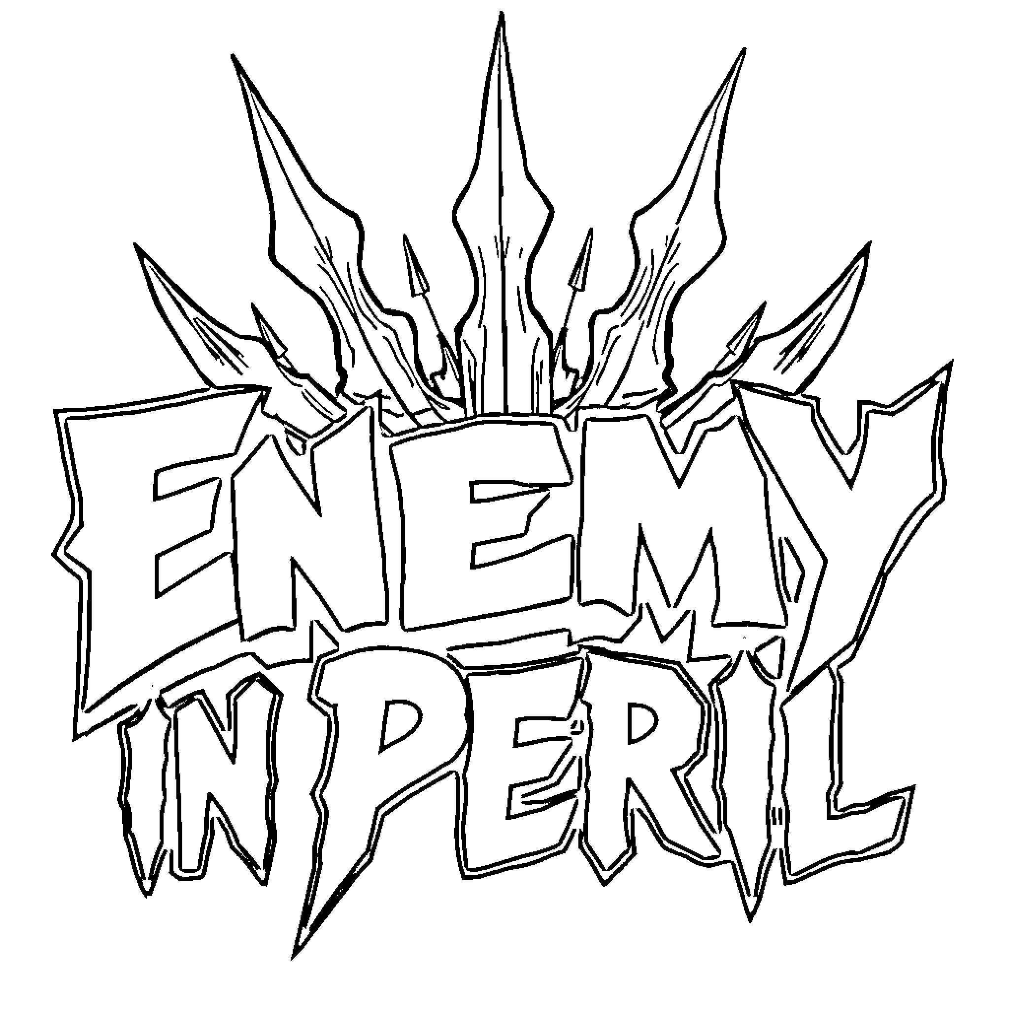 Enemy In Peril: Confrontation and Danger Coloring Page (free black-and-white line drawing printable PDF for all, from beginners to advanced learners, including children, teens, adults, and seniors)