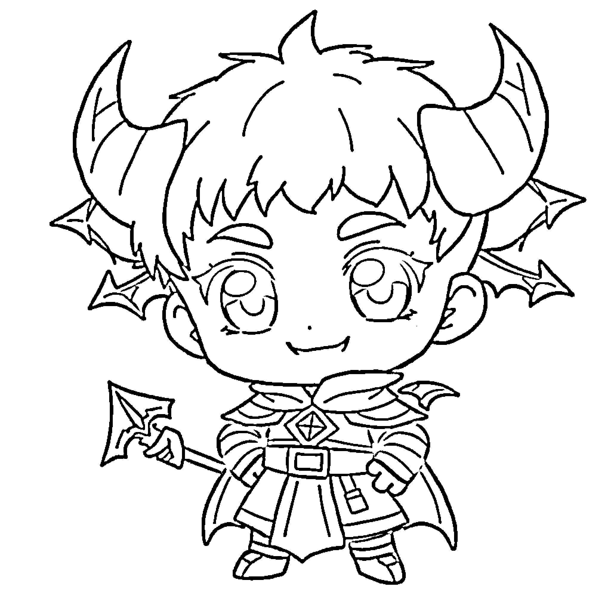 Tanjiro's Chibi Adventure Coloring Page (free black-and-white line drawing printable PDF for all, from beginners to advanced learners, including children, teens, adults, and seniors)