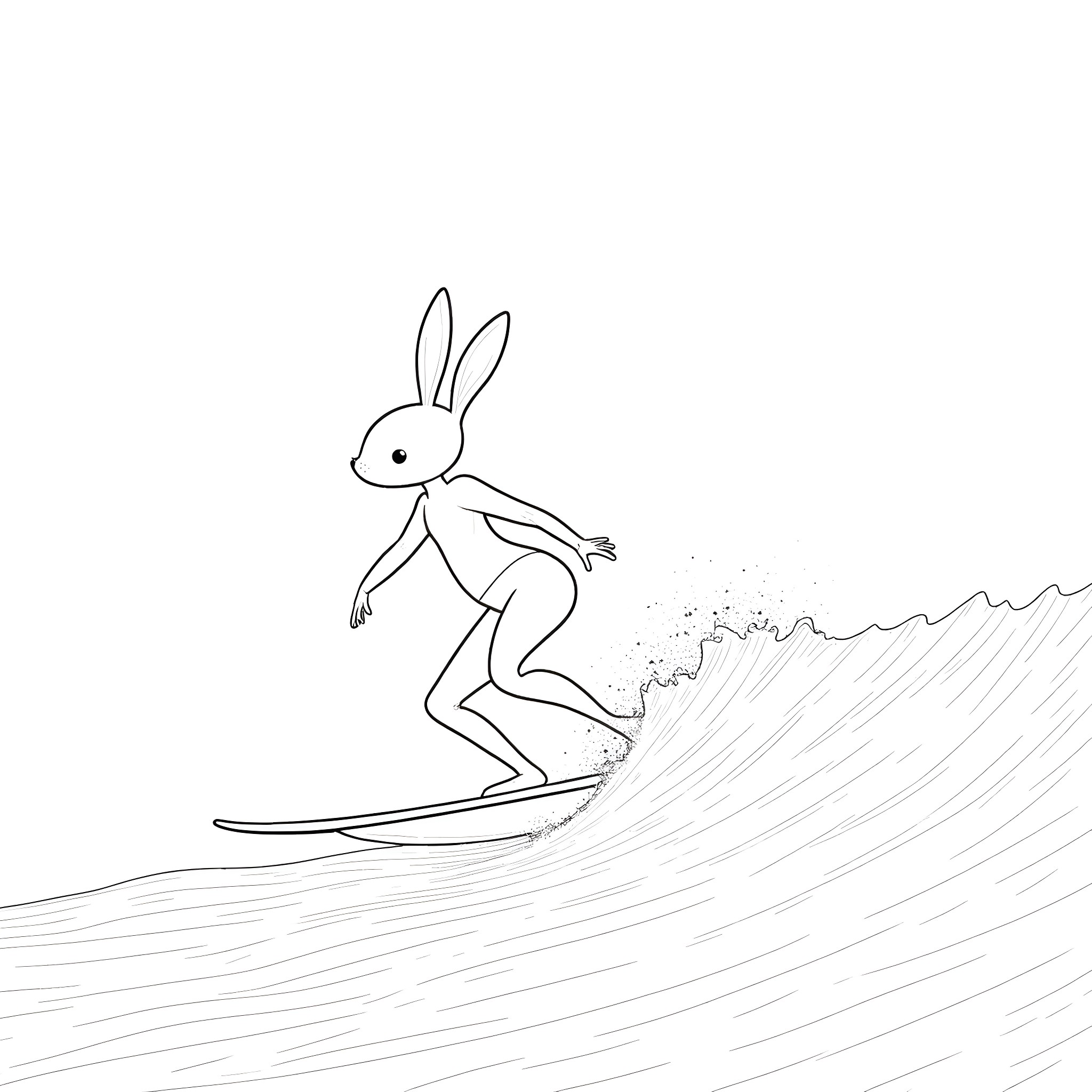 Viera surfs the waves with grace and agility Coloring Page (free black-and-white line drawing printable PDF for all, from beginners to advanced learners, including children, teens, adults, and seniors)