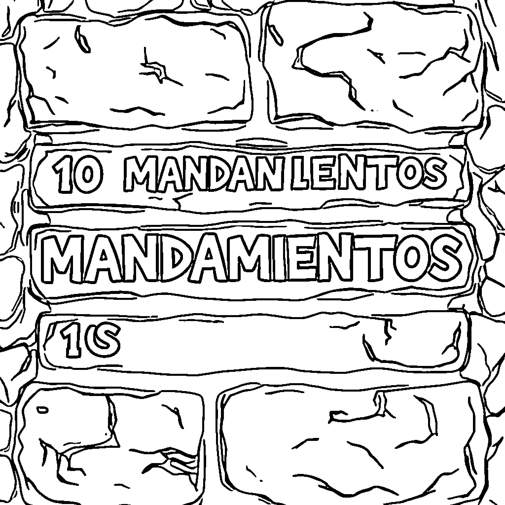 Stone Tablet with Inscription of Mandamentos Coloring Page (free black-and-white line drawing printable PDF for all, from beginners to advanced learners, including children, teens, adults, and seniors)