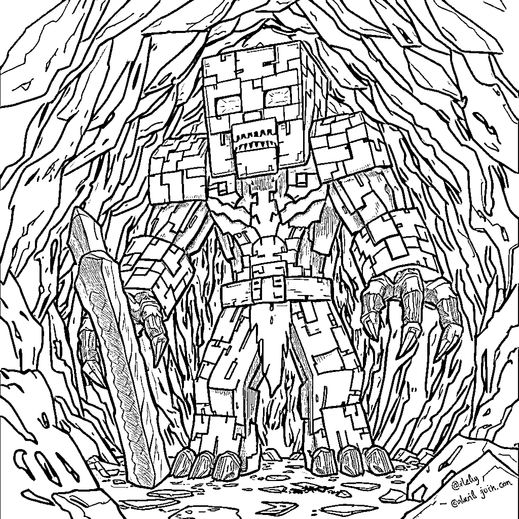 Warden of the Haunted Forest Coloring Page (free black-and-white line drawing printable PDF for all, from beginners to advanced learners, including children, teens, adults, and seniors)