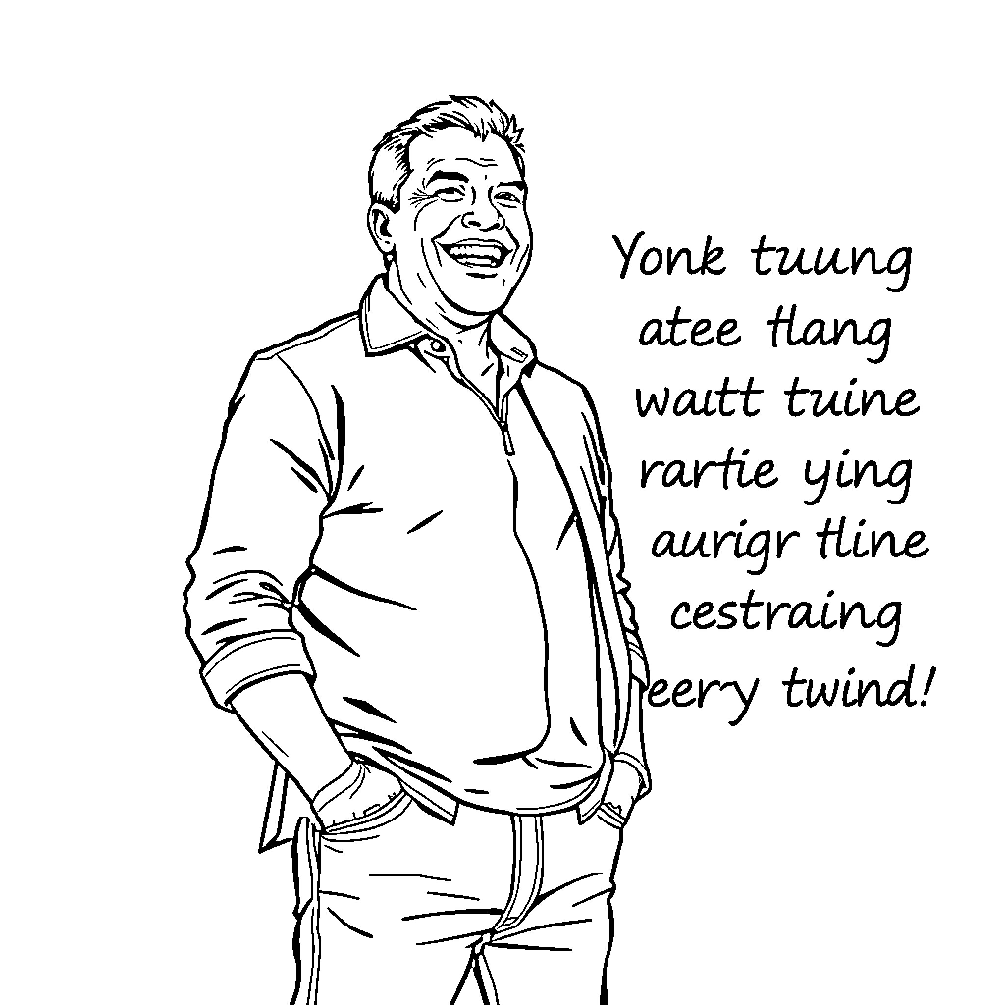 Tony Robbins speaking passionately on stage Coloring Page (free black-and-white line drawing printable PDF for all, from beginners to advanced learners, including children, teens, adults, and seniors)