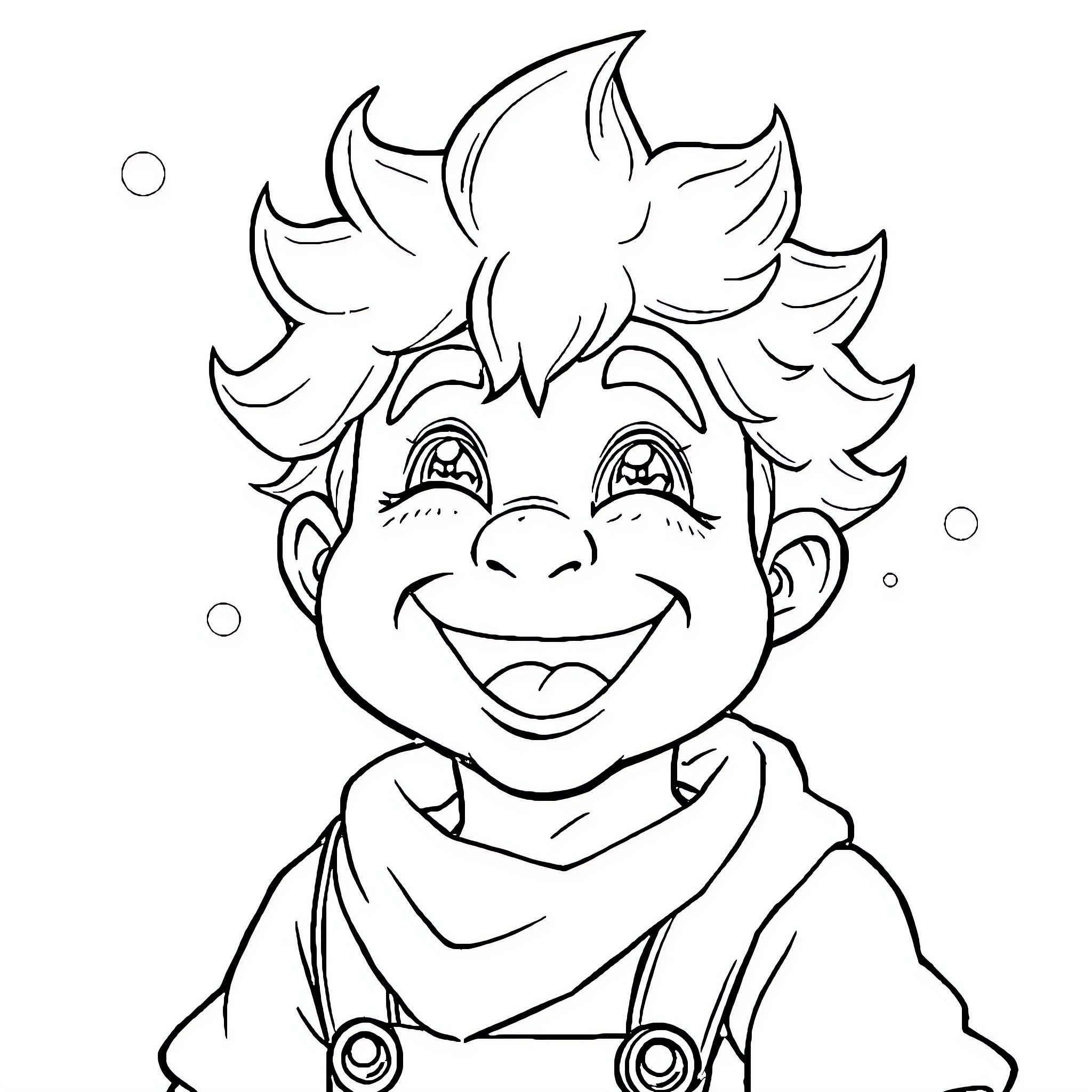 Deku's Cheerful Expression Coloring Page (free black-and-white line drawing printable PDF for all, from beginners to advanced learners, including children, teens, adults, and seniors)
