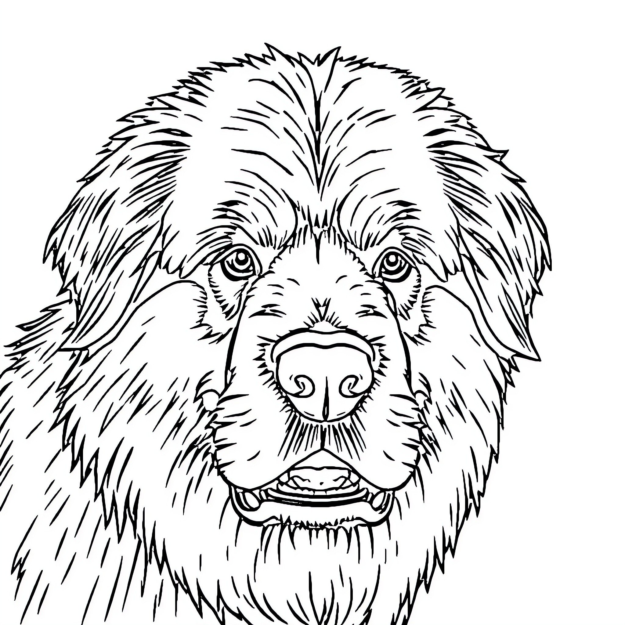 Leonberger dog in detailed illustration Coloring Page (free black-and-white line drawing printable PDF for all, from beginners to advanced learners, including children, teens, adults, and seniors)