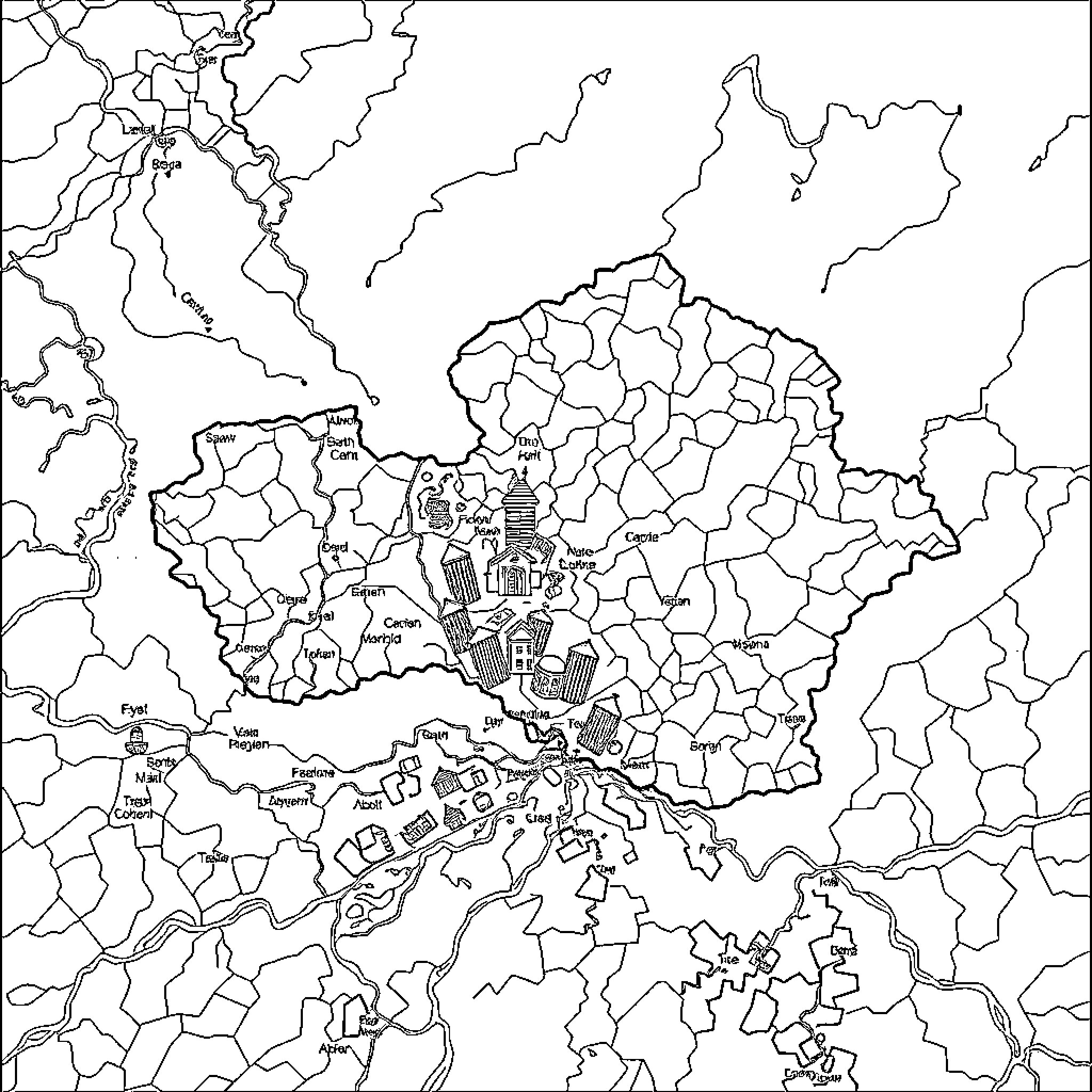 Latvia administrative map with regional boundaries Coloring Page (free black-and-white line drawing printable PDF for all, from beginners to advanced learners, including children, teens, adults, and seniors)
