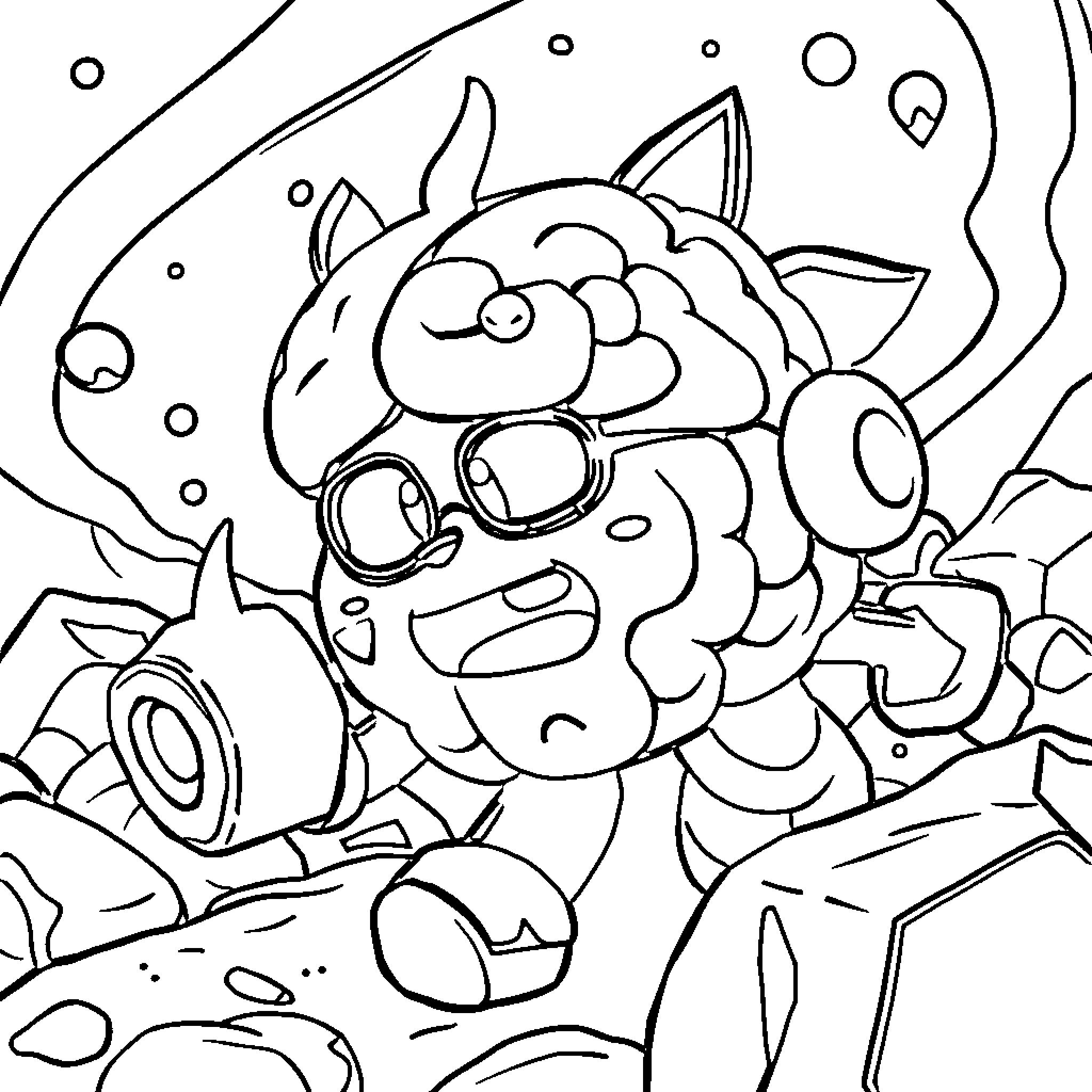 Brainrots exploring whimsical and imaginative world Coloring Page (free black-and-white line drawing printable PDF for all, from beginners to advanced learners, including children, teens, adults, and seniors)