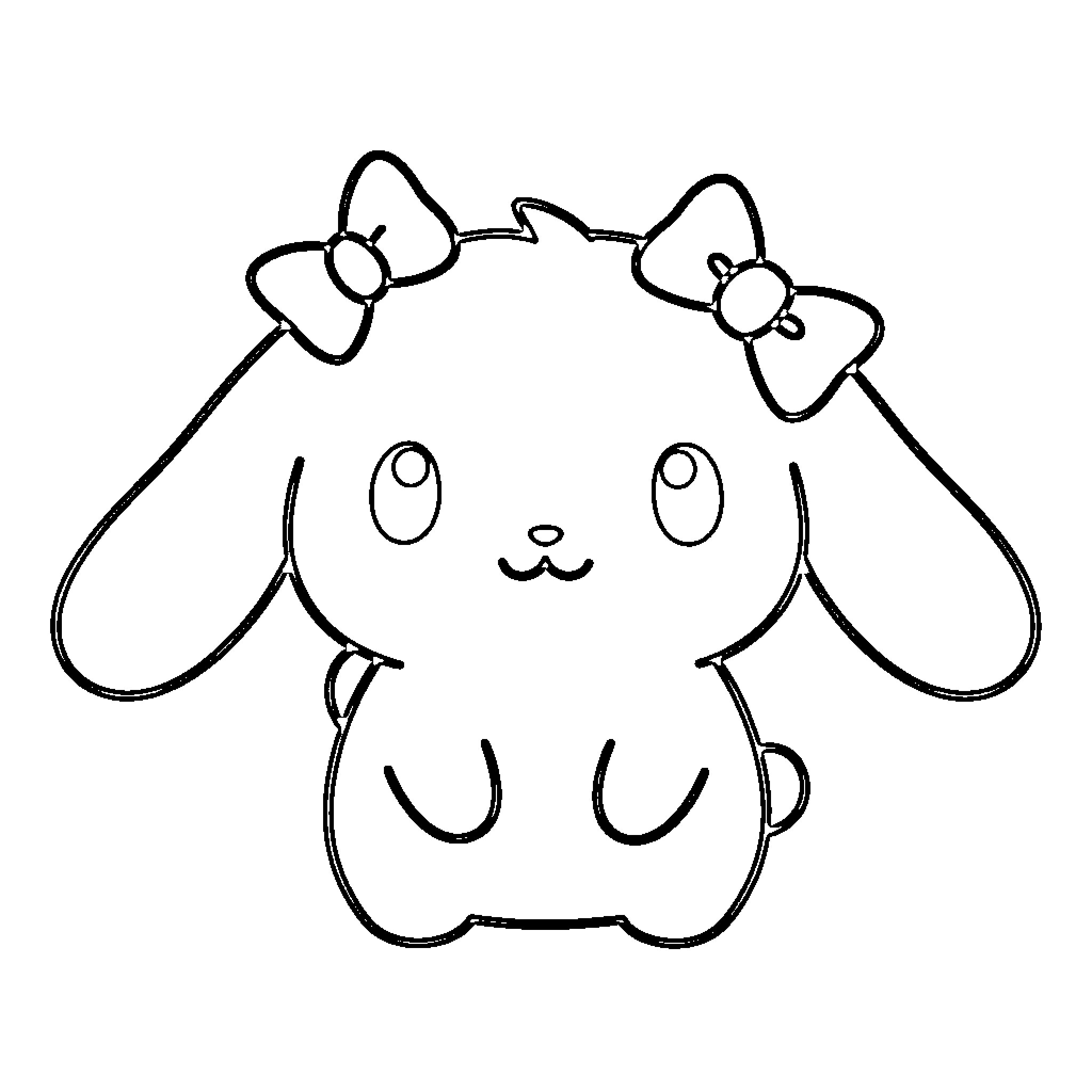 Cinnamoroll character in simple outline Coloring Page (free black-and-white line drawing printable PDF for all, from beginners to advanced learners, including children, teens, adults, and seniors)