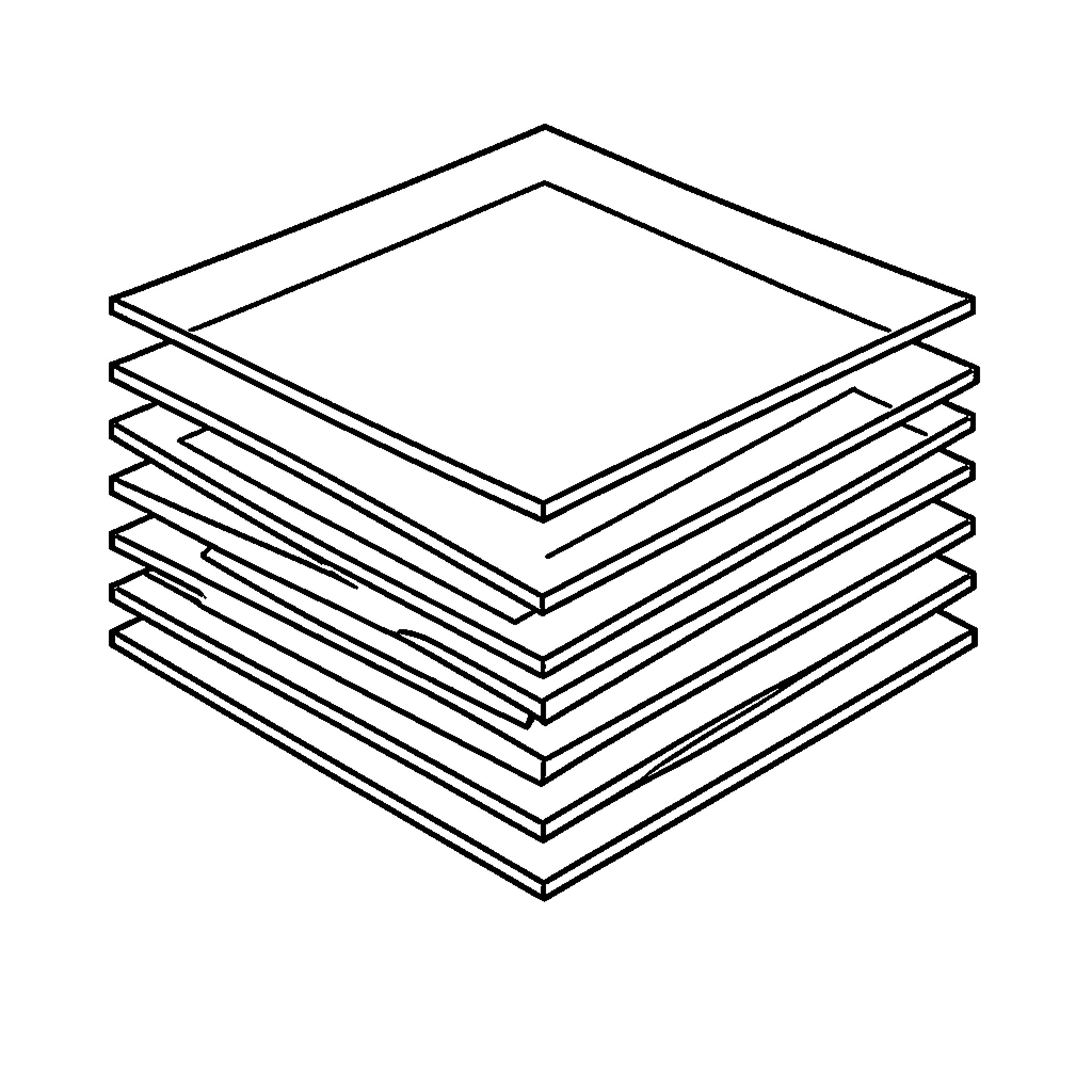 Graphene layers stacked in an isometric perspective Coloring Page (free black-and-white line drawing printable PDF for all, from beginners to advanced learners, including children, teens, adults, and seniors)