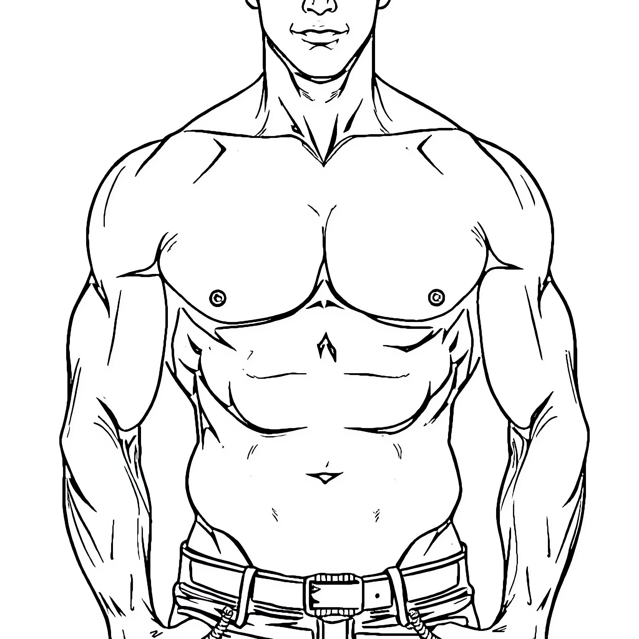 Pack of Strong Muscular Man Coloring Page (free black-and-white line drawing printable PDF for all, from beginners to advanced learners, including children, teens, adults, and seniors)