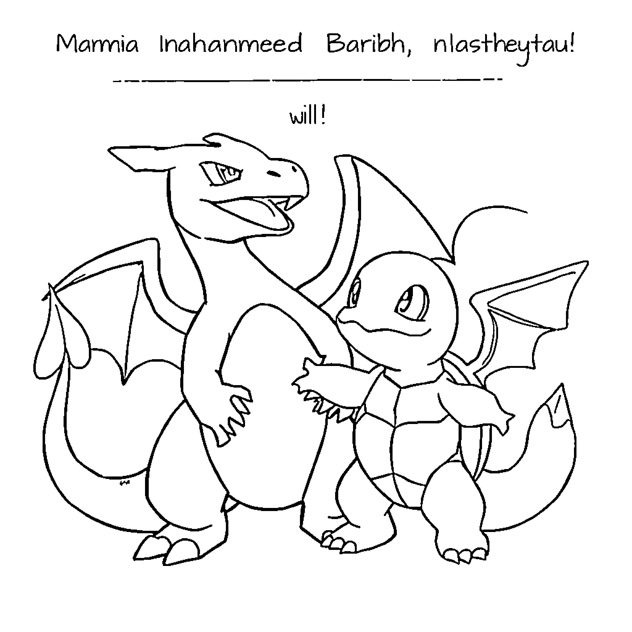 Pokémon characters in battle-ready poses Coloring Page (free black-and-white line drawing printable PDF for all, from beginners to advanced learners, including children, teens, adults, and seniors)