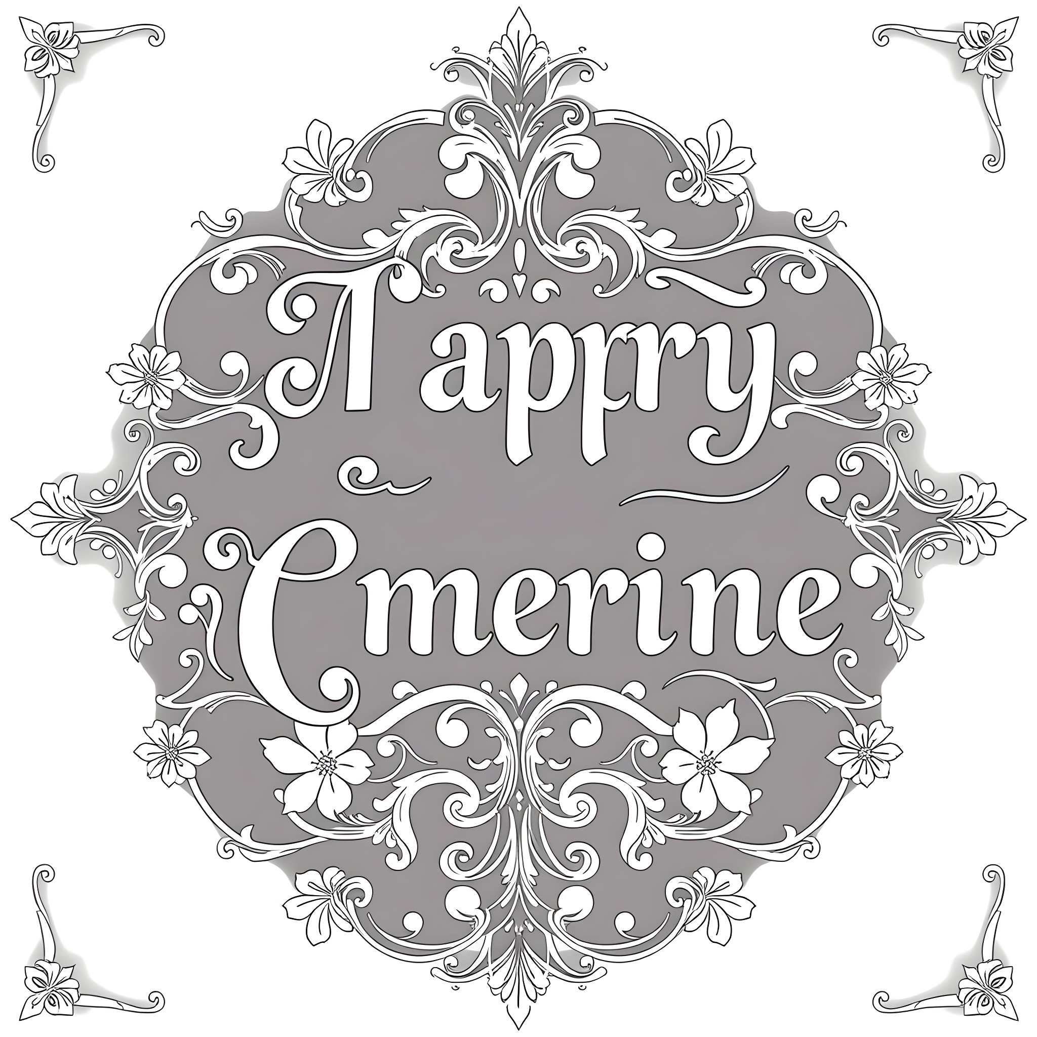 Text with floral ornamental frame Coloring Page (free black-and-white line drawing printable PDF for all, from beginners to advanced learners, including children, teens, adults, and seniors)