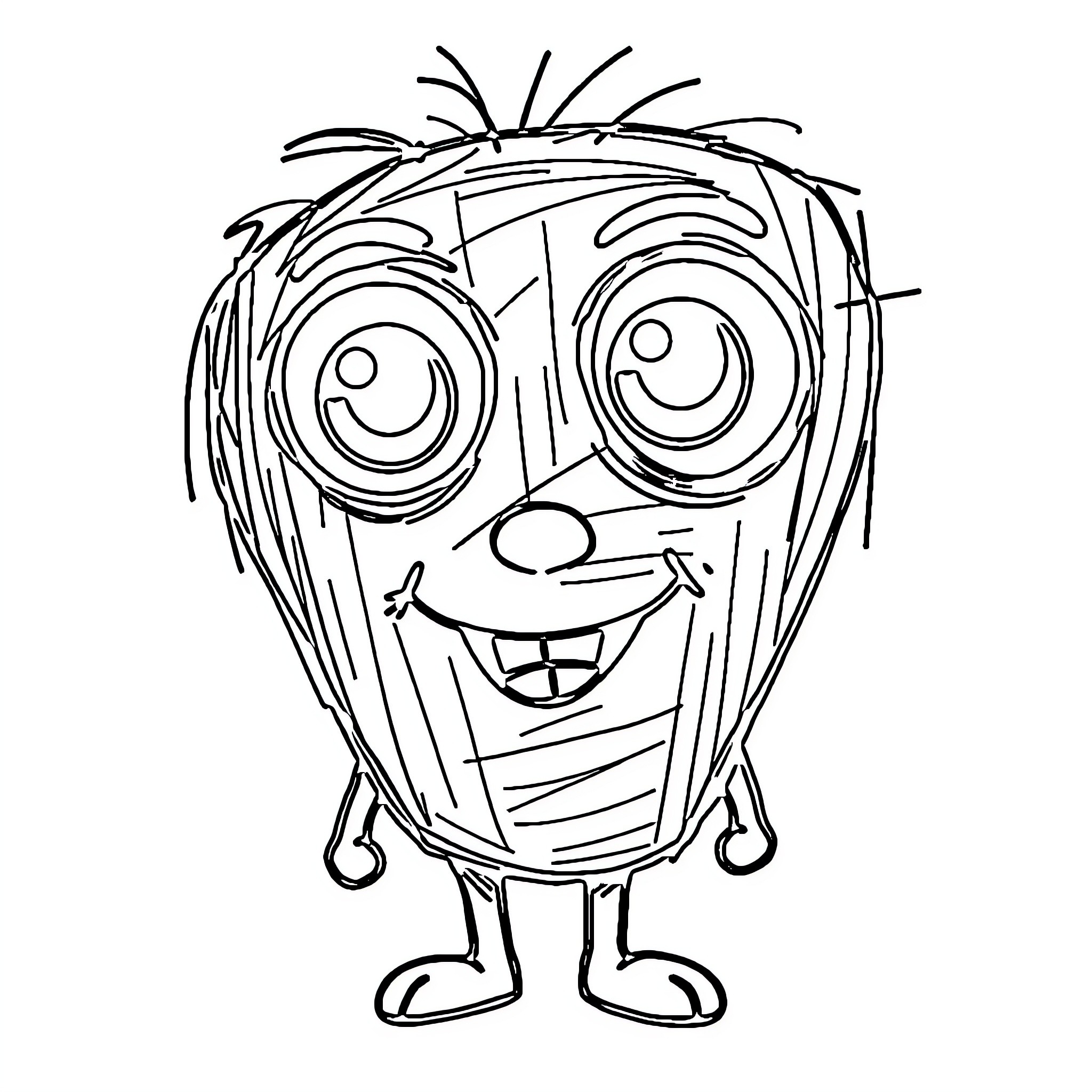 Scribbie's Silly and Whimsical Expression Coloring Page (free black-and-white line drawing printable PDF for all, from beginners to advanced learners, including children, teens, adults, and seniors)
