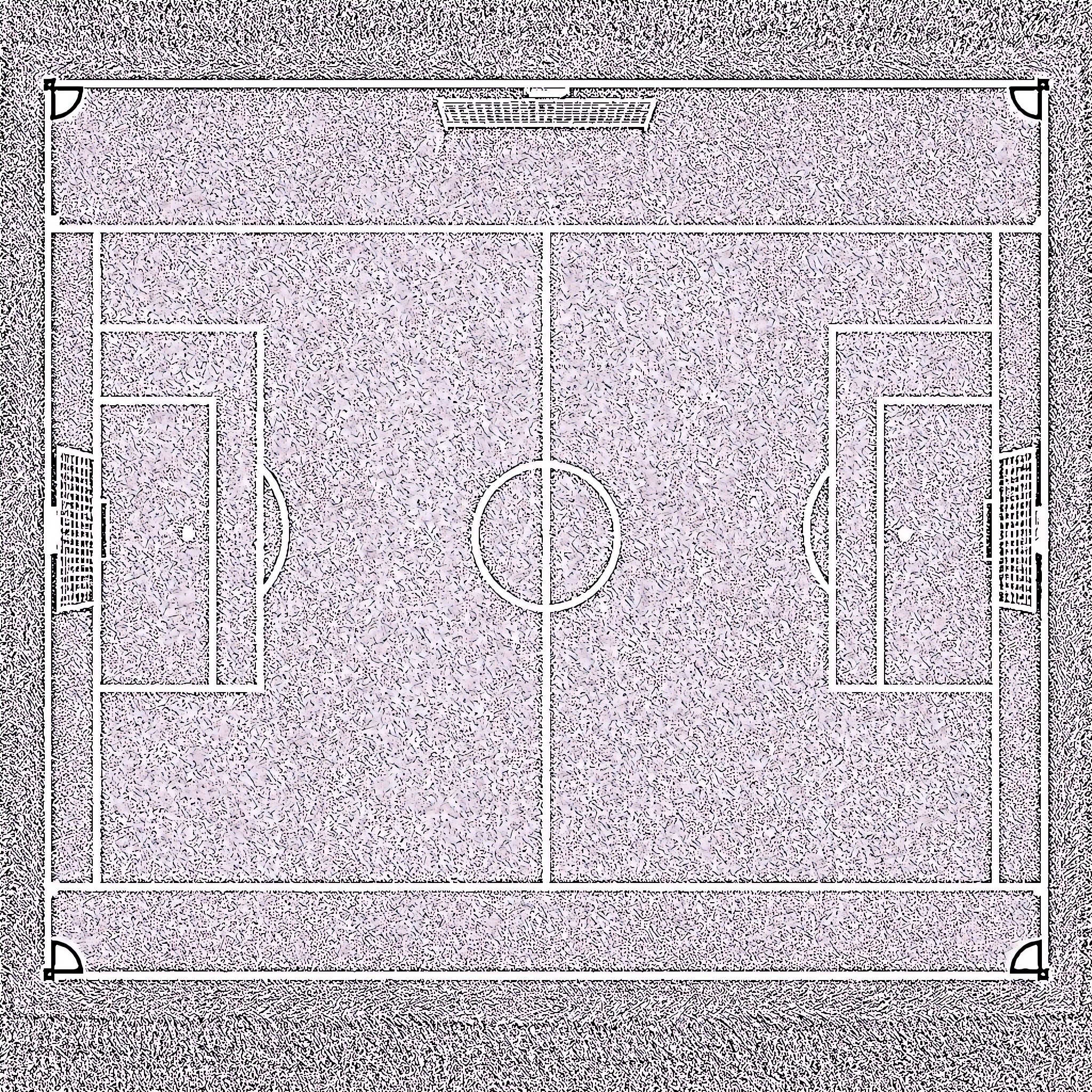 Soccer Field with Soccer Goals and Markings Coloring Page (free black-and-white line drawing printable PDF for all, from beginners to advanced learners, including children, teens, adults, and seniors)