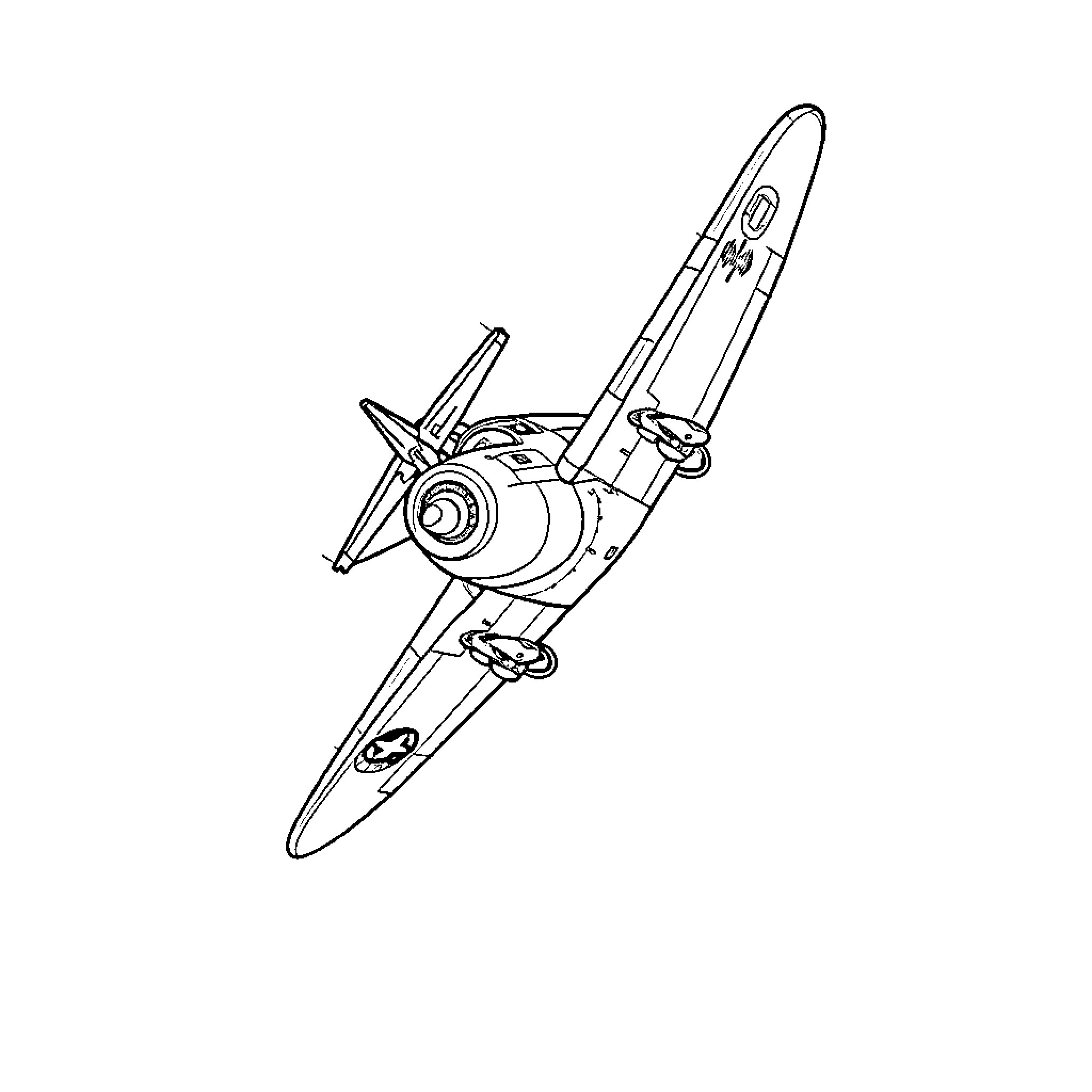 Stuka dive bomber in flight Coloring Page (free black-and-white line drawing printable PDF for all, from beginners to advanced learners, including children, teens, adults, and seniors)