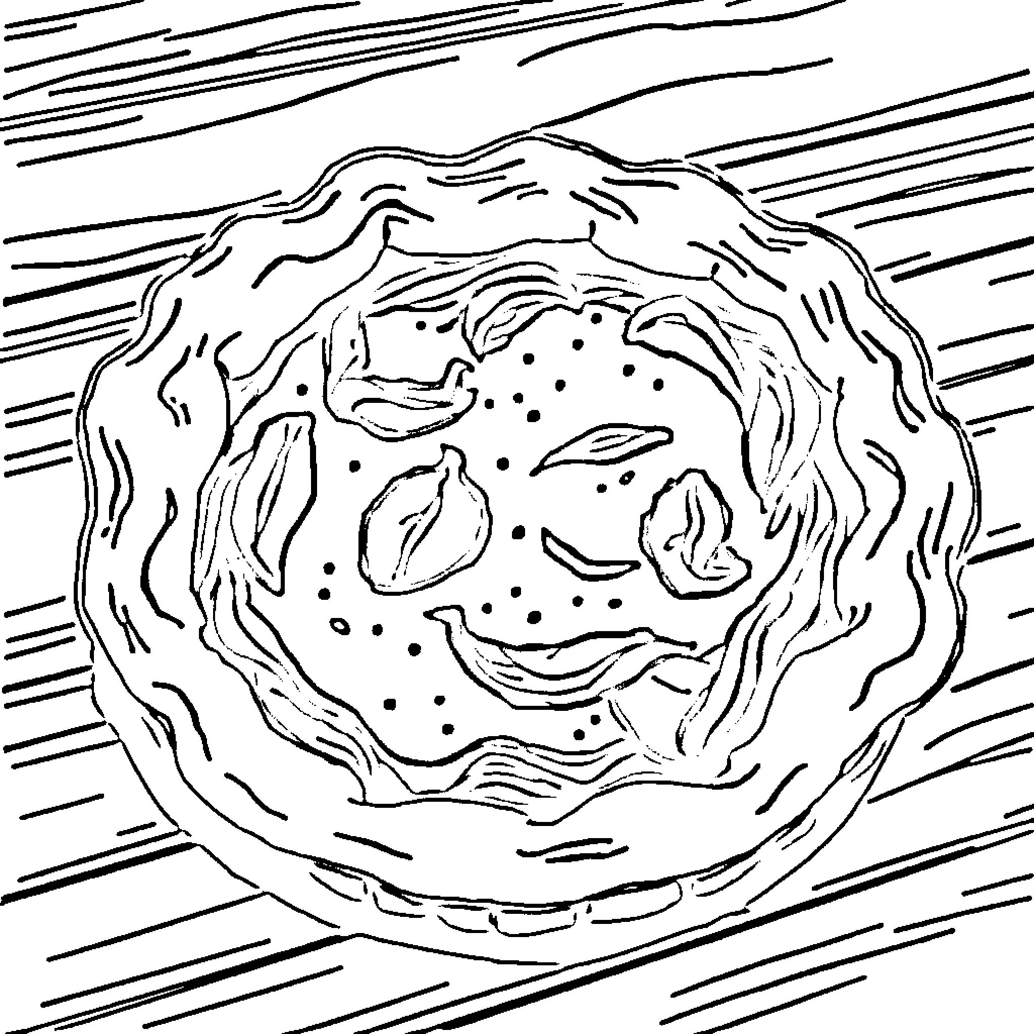 Spinach-inspired abstract composition with dynamic lines Coloring Page (free black-and-white line drawing printable PDF for all, from beginners to advanced learners, including children, teens, adults, and seniors)