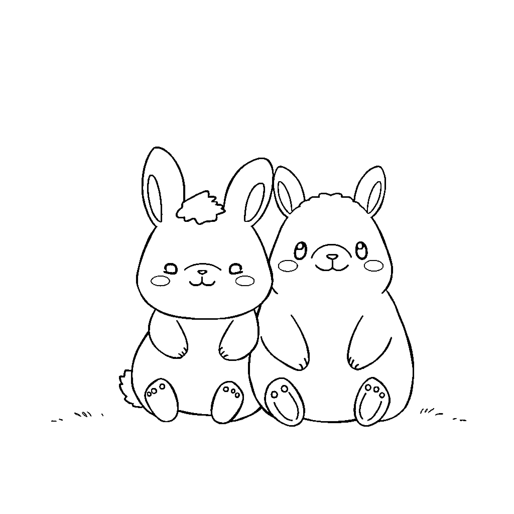 Cinnamoroll characters in simple illustration Coloring Page (free black-and-white line drawing printable PDF for all, from beginners to advanced learners, including children, teens, adults, and seniors)