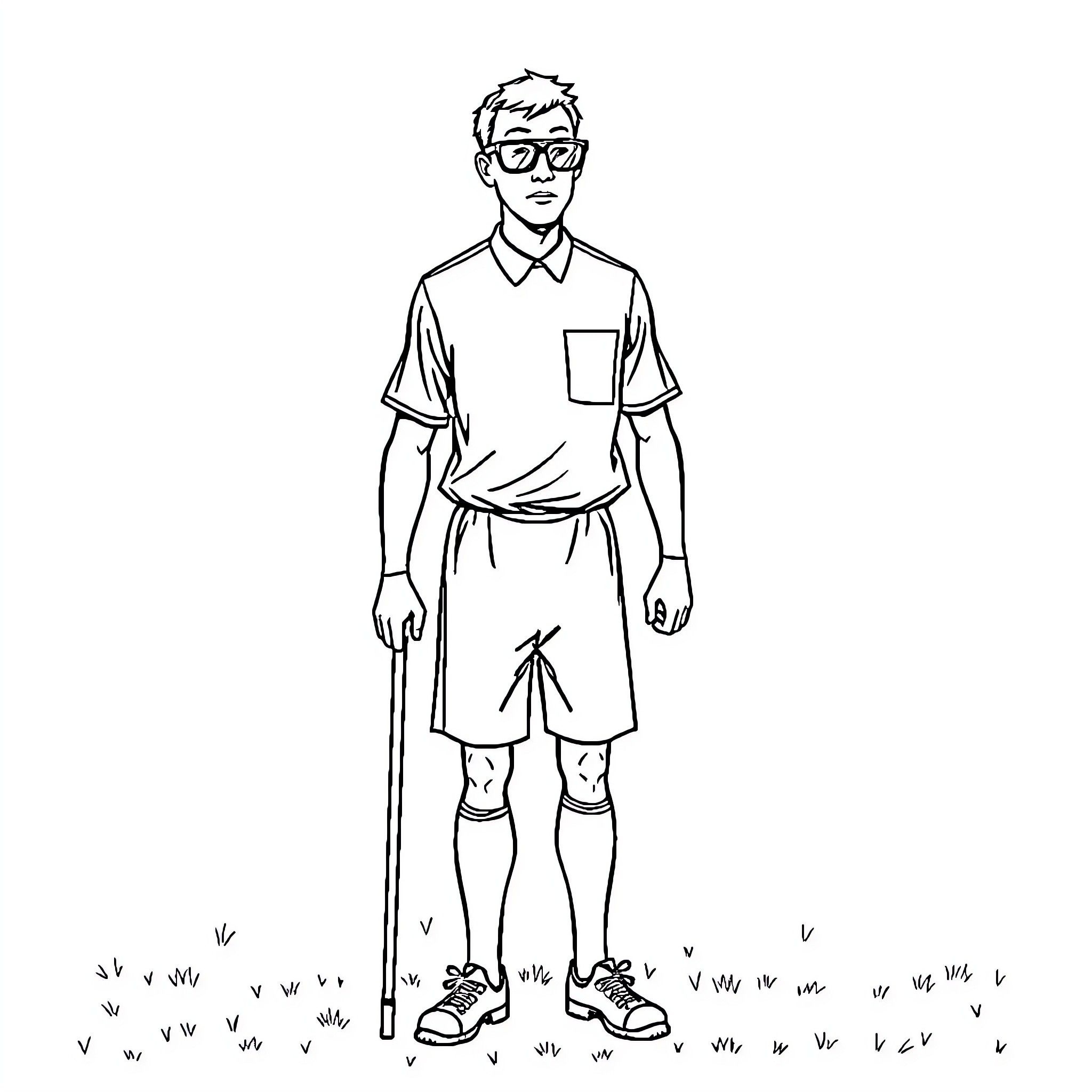 Referee making a call on the field Coloring Page (free black-and-white line drawing printable PDF for all, from beginners to advanced learners, including children, teens, adults, and seniors)