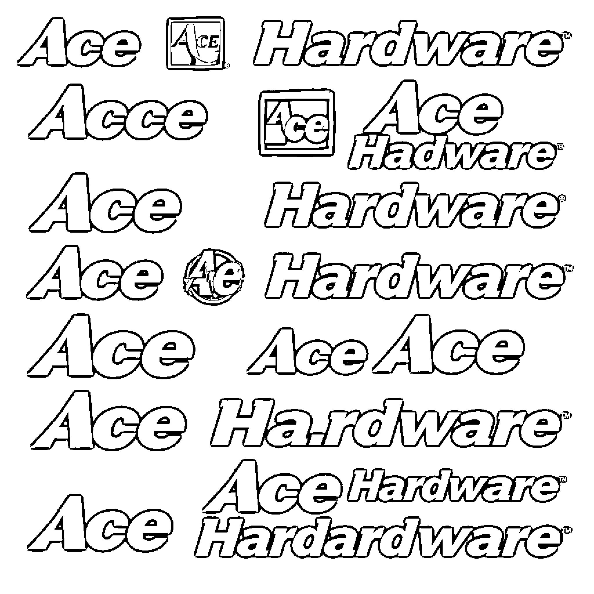 Ace Hardware Logos and Branding Elements Coloring Page (free black-and-white line drawing printable PDF for all, from beginners to advanced learners, including children, teens, adults, and seniors)
