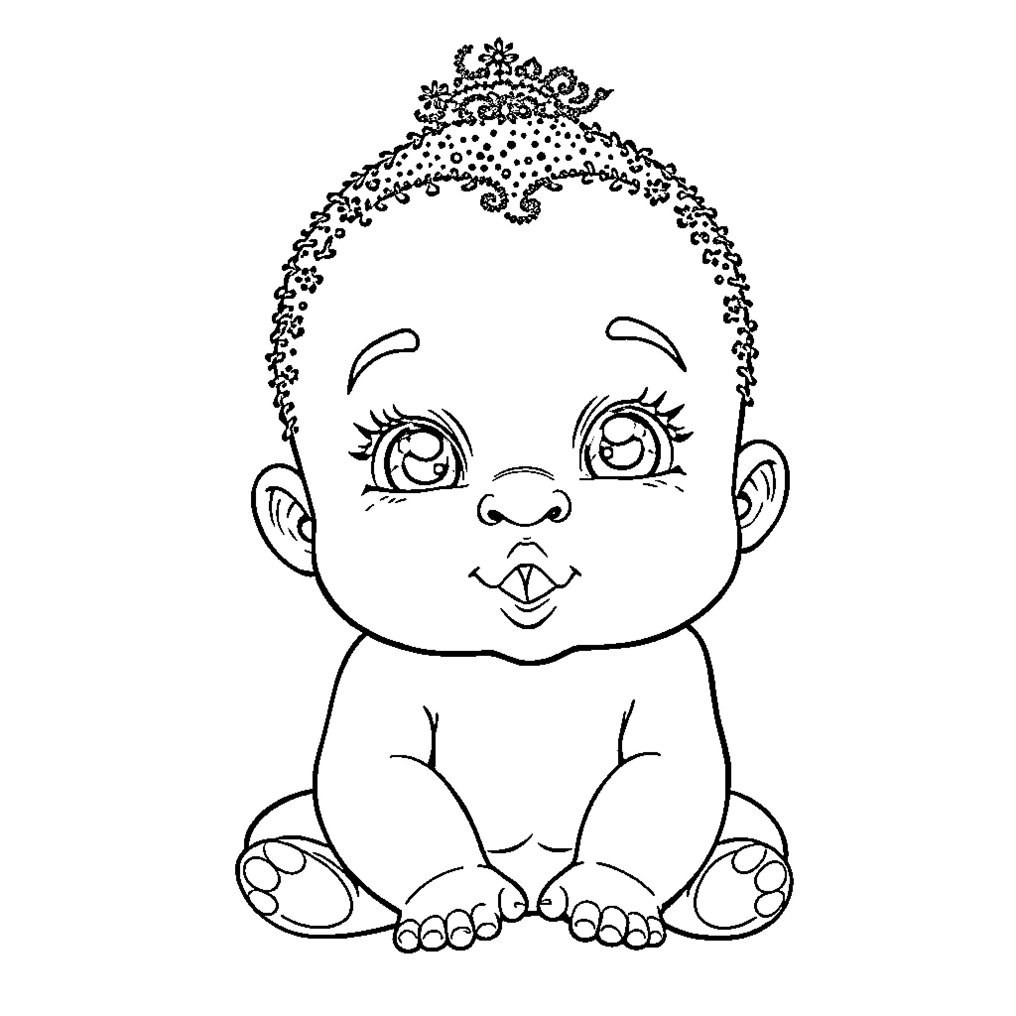 Dashaun McNeal's adorable baby drawing Coloring Page (free black-and-white line drawing printable PDF for all, from beginners to advanced learners, including children, teens, adults, and seniors)