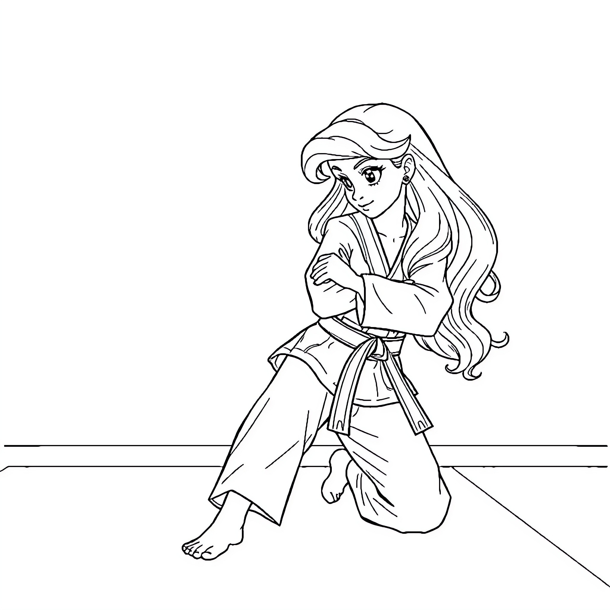 Aurora's Adventurous Pirate Voyage Coloring Page (free black-and-white line drawing printable PDF for all, from beginners to advanced learners, including children, teens, adults, and seniors)