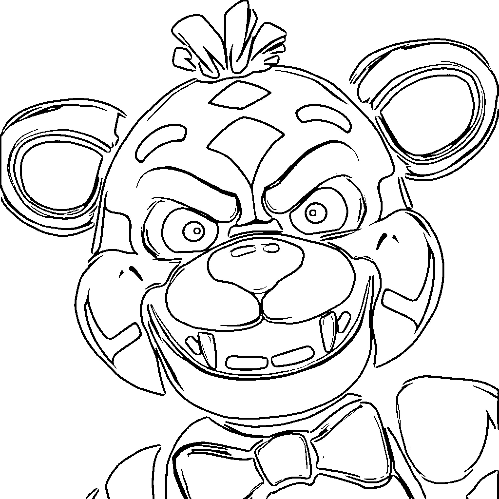 Springtrap's Manic Appearance Coloring Page (free black-and-white line drawing printable PDF for all, from beginners to advanced learners, including children, teens, adults, and seniors)