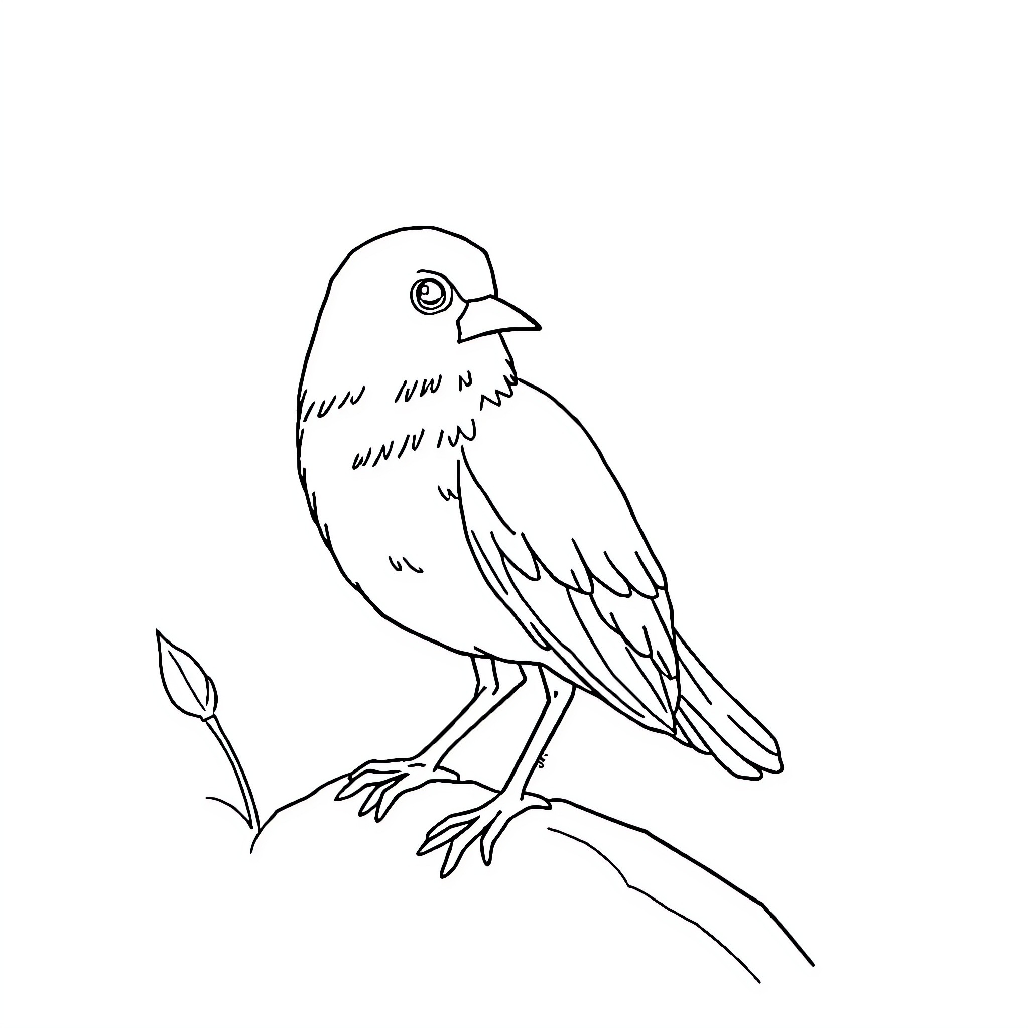 Drawing of a perched bird Coloring Page (free black-and-white line drawing printable PDF for all, from beginners to advanced learners, including children, teens, adults, and seniors)