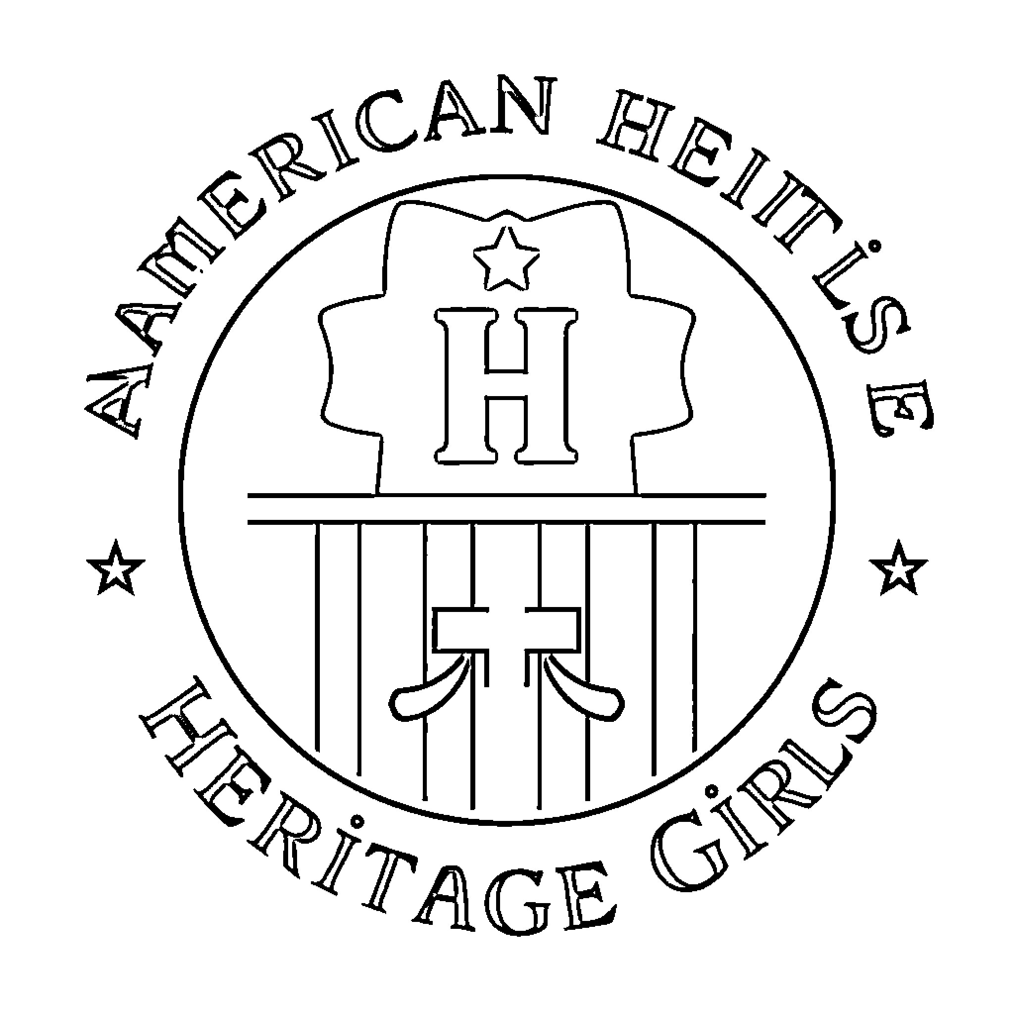 American Heritage Girls participating in outdoor activities Coloring Page (free black-and-white line drawing printable PDF for all, from beginners to advanced learners, including children, teens, adults, and seniors)
