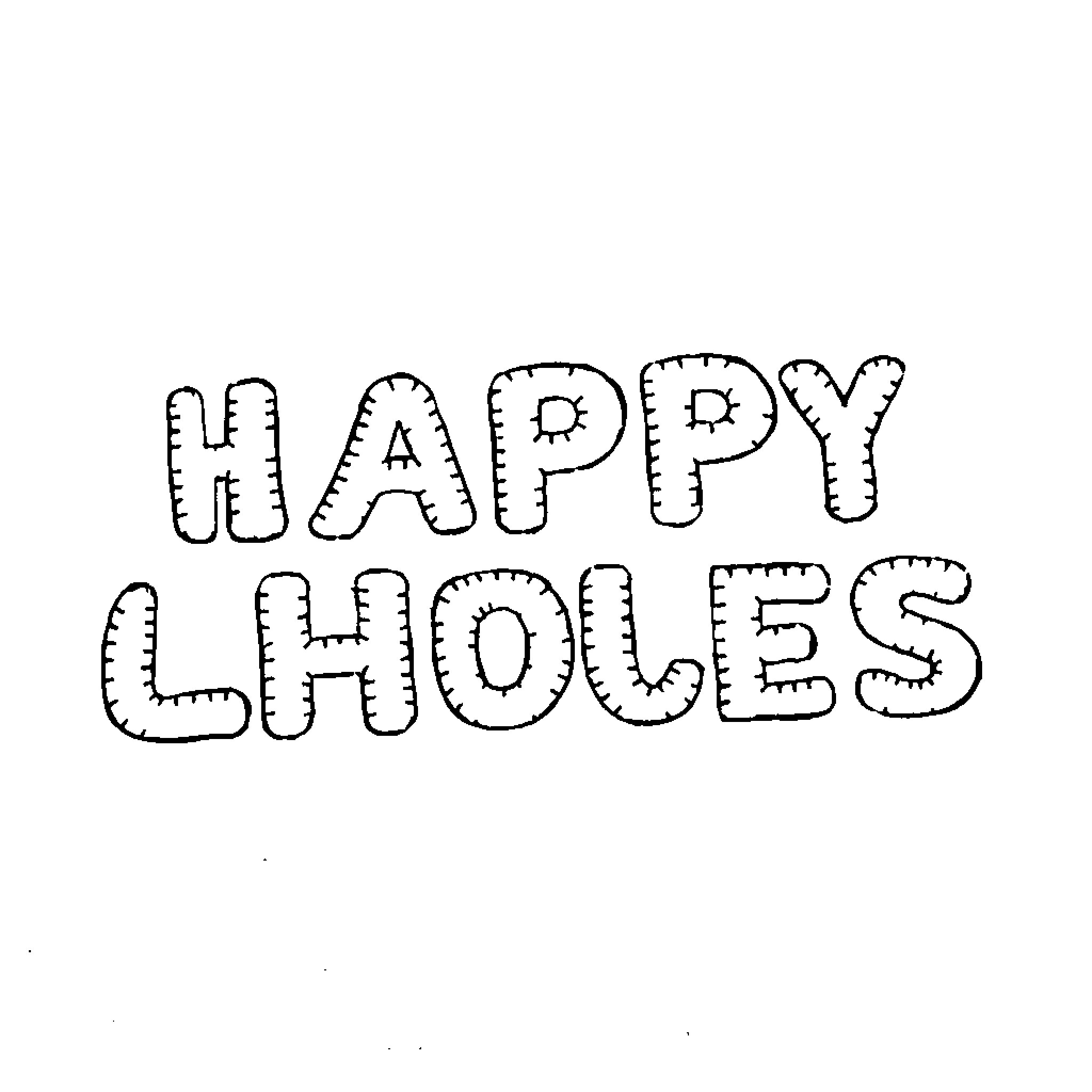 Letter Happy Holes Coloring Page (free black-and-white line drawing printable PDF for all, from beginners to advanced learners, including children, teens, adults, and seniors)