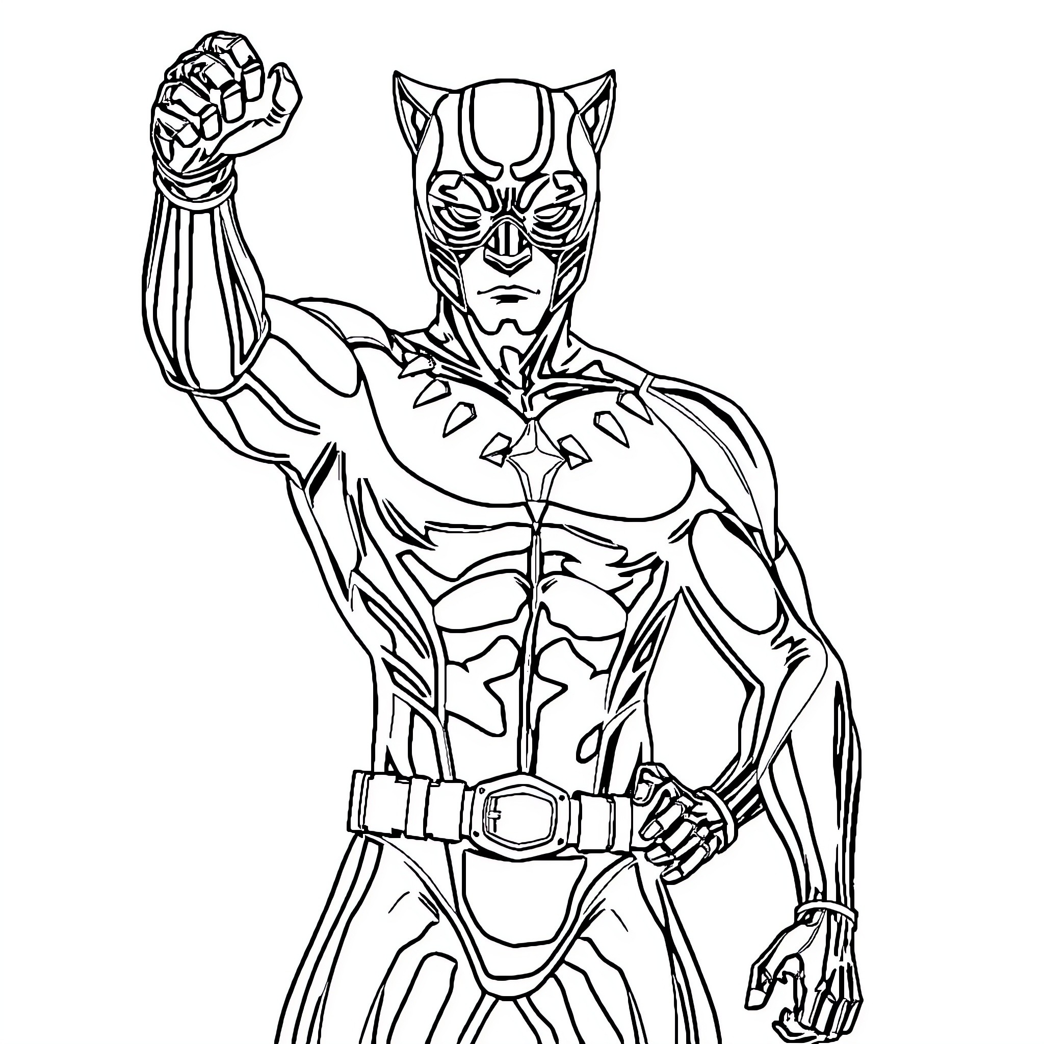 Quentin Johnston as the muscular superhero in action Coloring Page (free black-and-white line drawing printable PDF for all, from beginners to advanced learners, including children, teens, adults, and seniors)