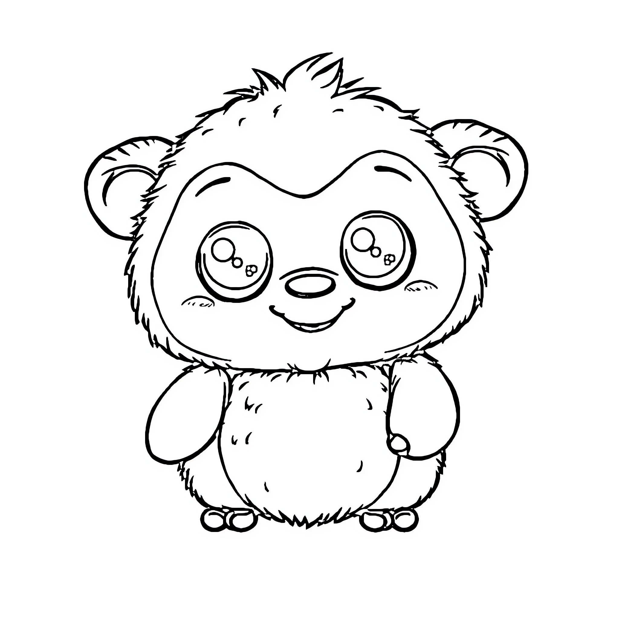 Labubu the Cute and Fluffy Creature Coloring Page (free black-and-white line drawing printable PDF for all, from beginners to advanced learners, including children, teens, adults, and seniors)