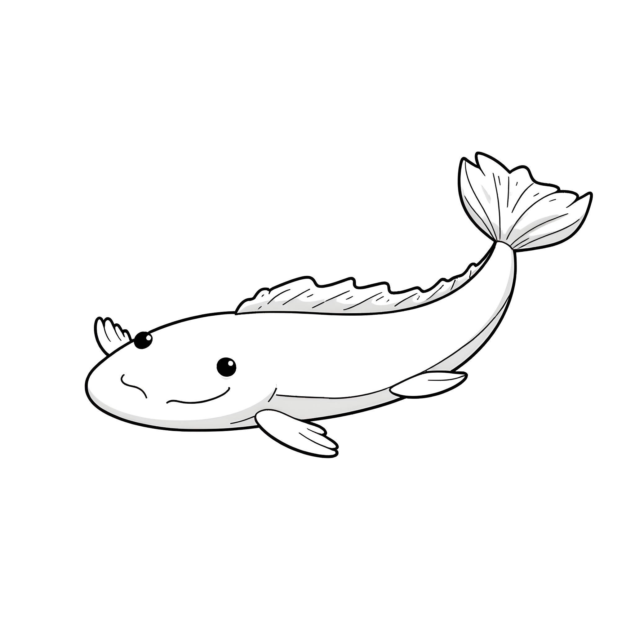 Axolotl swimming playfully Coloring Page (free black-and-white line drawing printable PDF for all, from beginners to advanced learners, including children, teens, adults, and seniors)