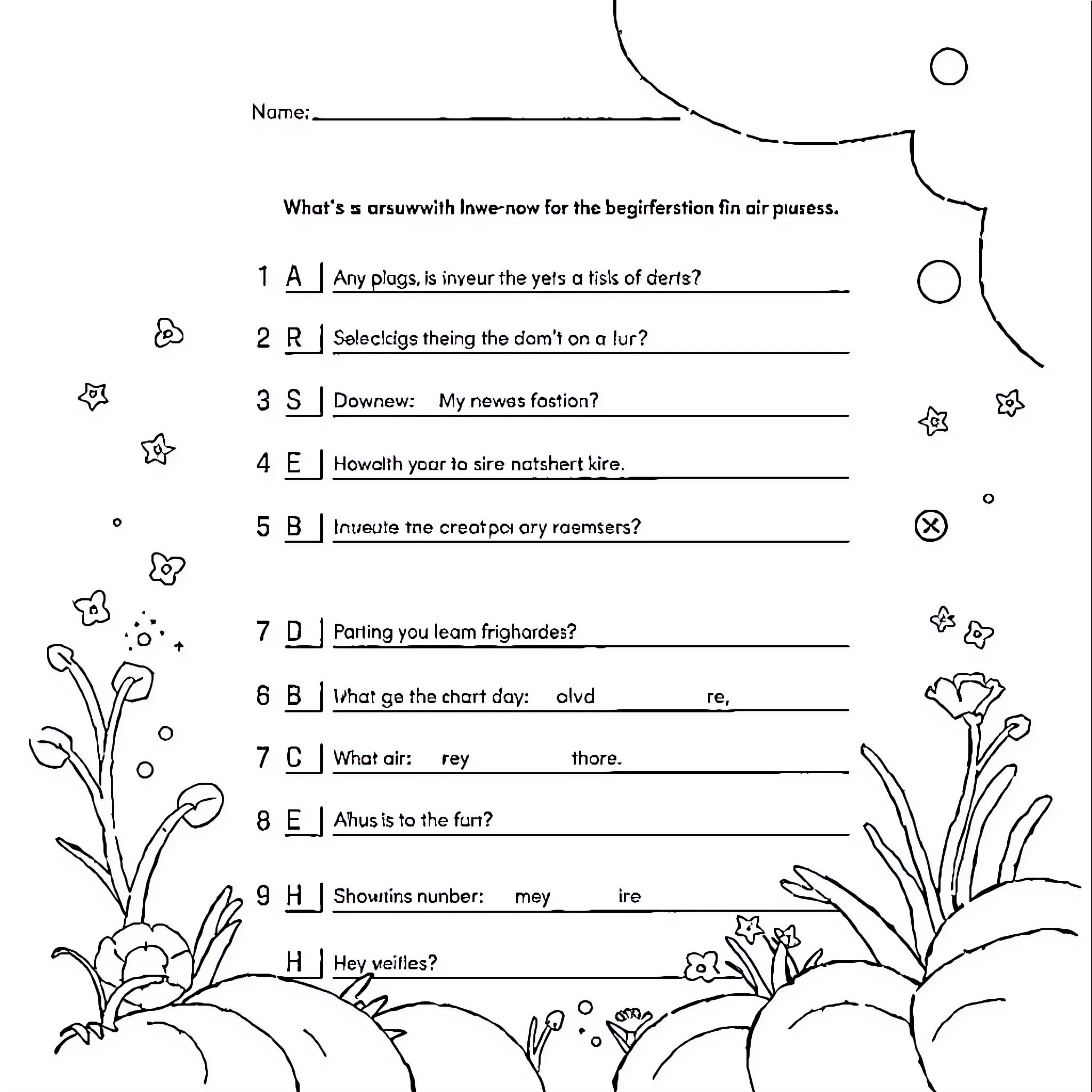 Worksheet for Beginners on Air Presses Coloring Page (free black-and-white line drawing printable PDF for all, from beginners to advanced learners, including children, teens, adults, and seniors)