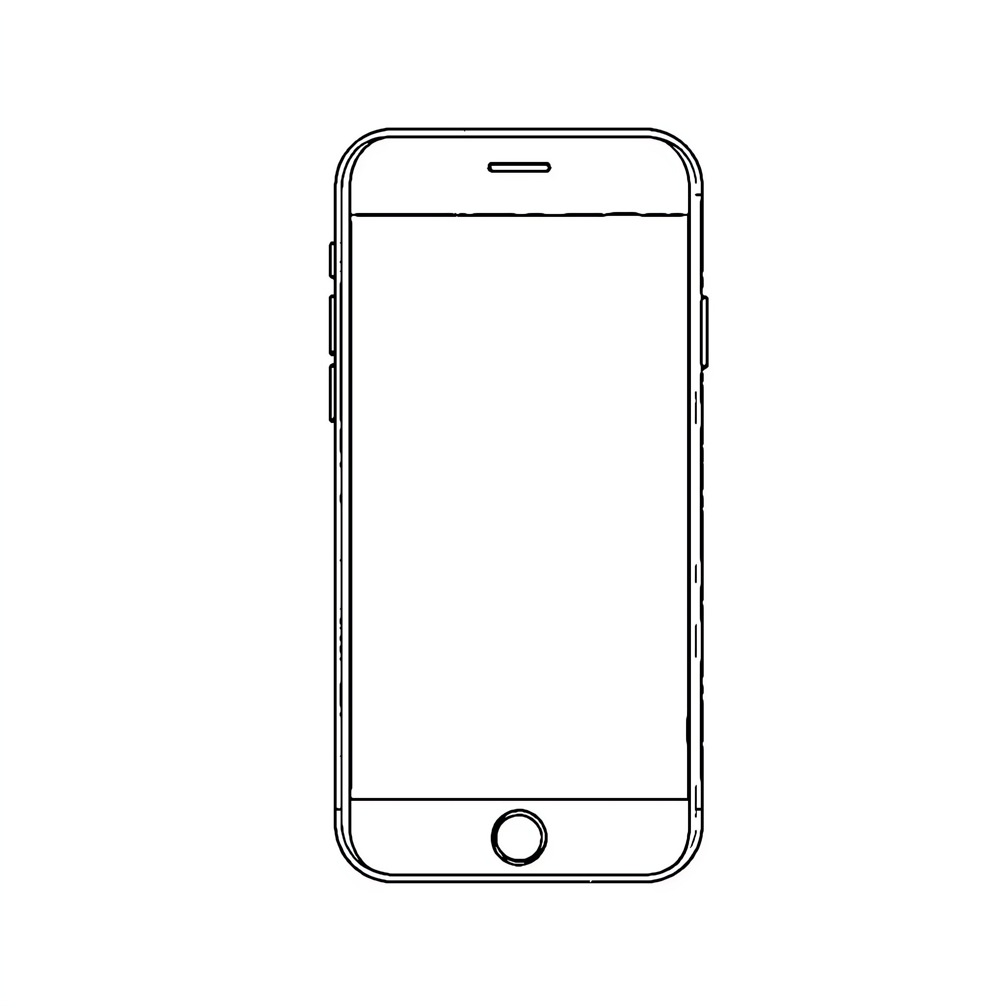 iPhone with blank screen Coloring Page (free black-and-white line drawing printable PDF for all, from beginners to advanced learners, including children, teens, adults, and seniors)
