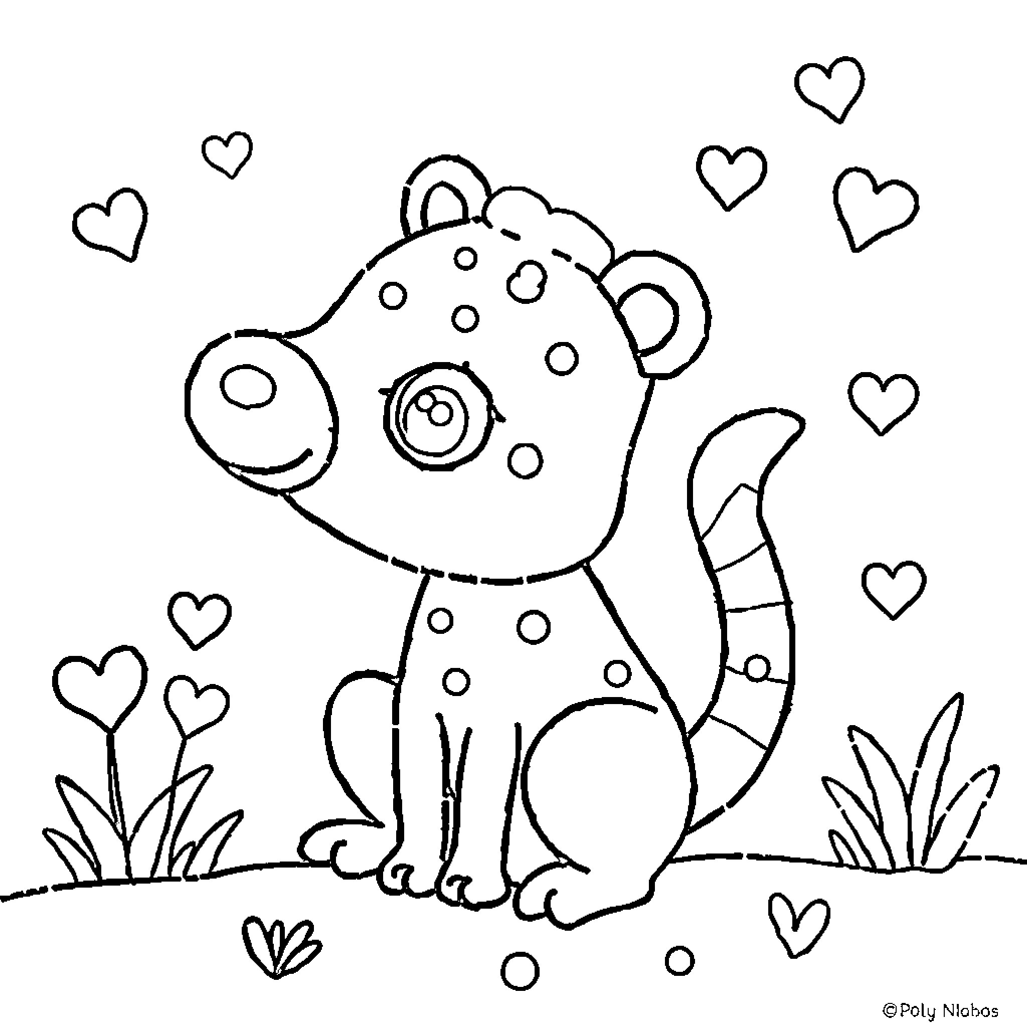Dot to Dot Playful Puppy in Heart Garden Coloring Page (free black-and-white line drawing printable PDF for all, from beginners to advanced learners, including children, teens, adults, and seniors)