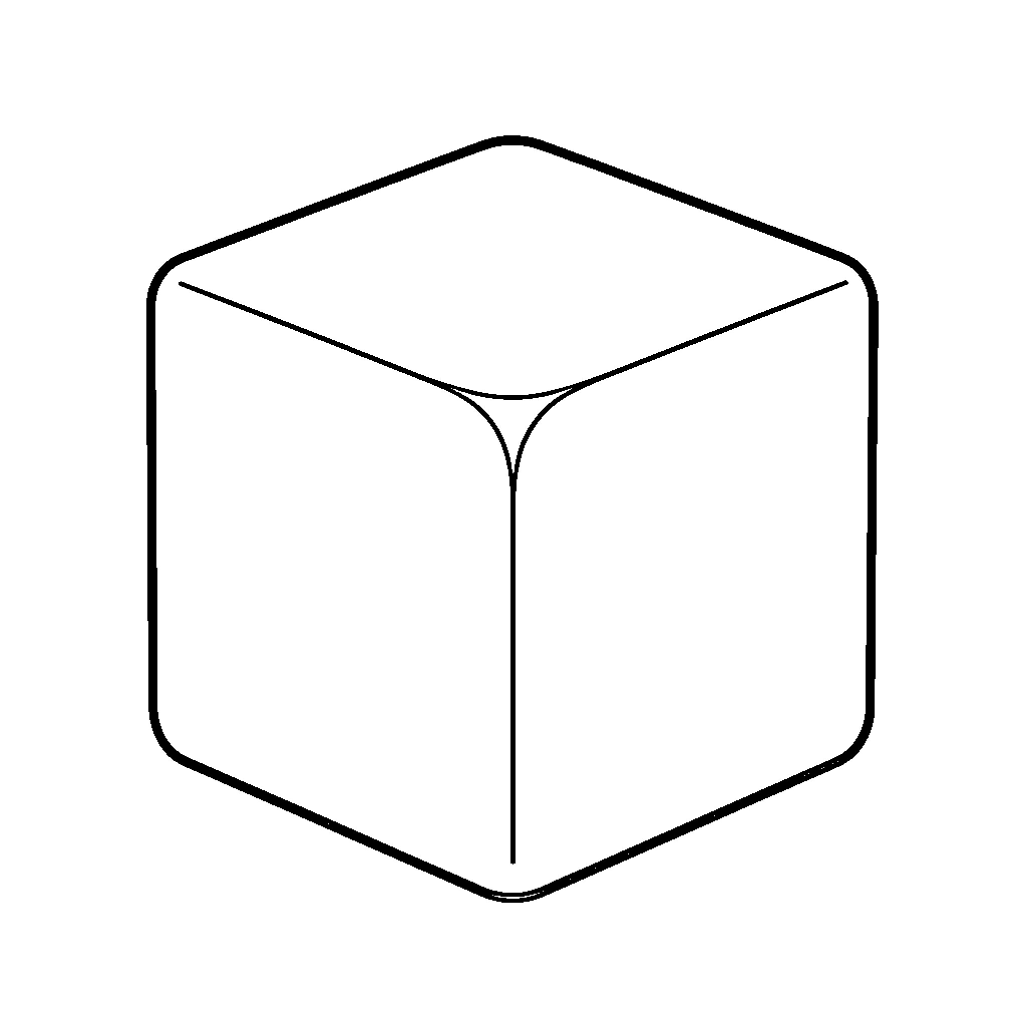 Nee Doh presenting a simple three-dimensional cube shape Coloring Page (free black-and-white line drawing printable PDF for all, from beginners to advanced learners, including children, teens, adults, and seniors)