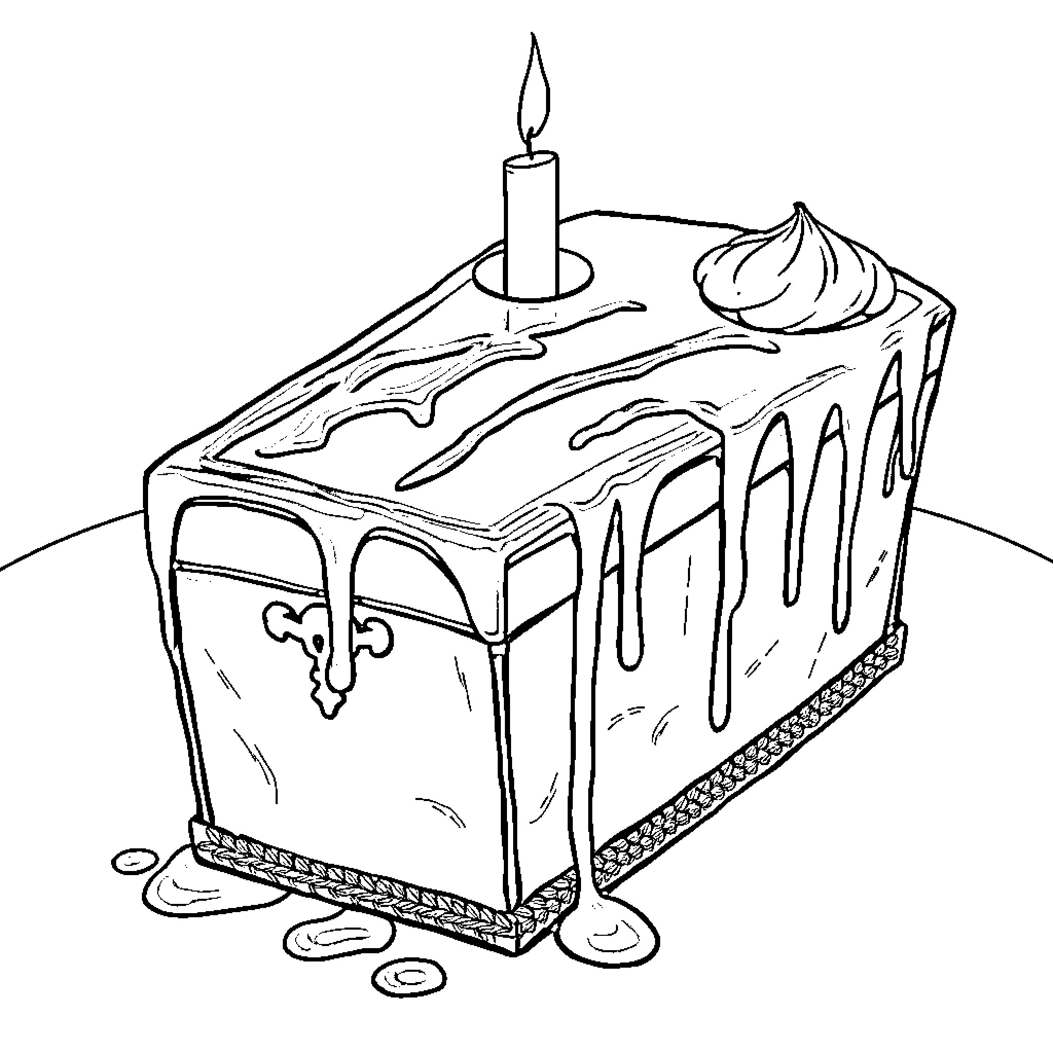 Vampire's Decadent Dessert Indulgence Coloring Page (free black-and-white line drawing printable PDF for all, from beginners to advanced learners, including children, teens, adults, and seniors)
