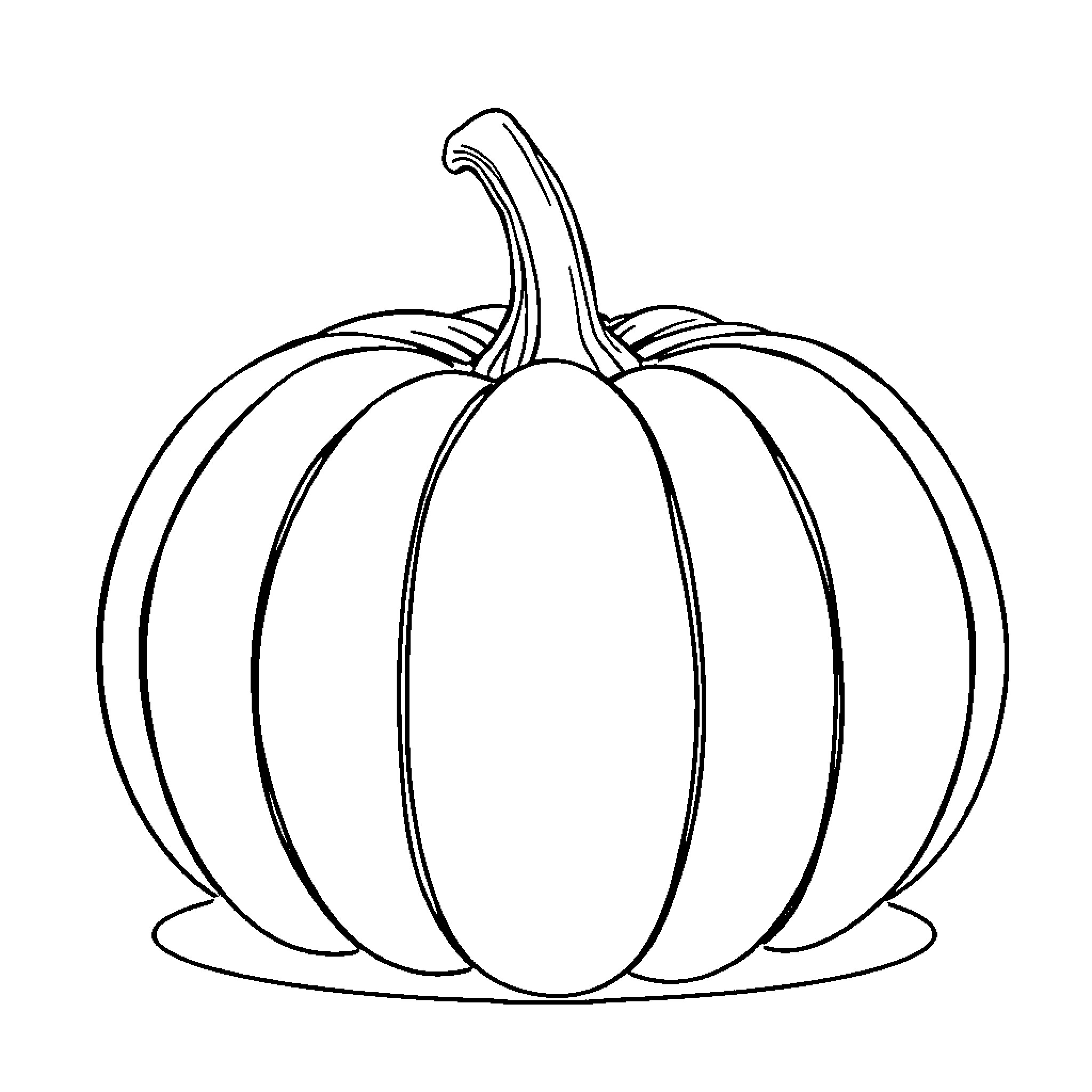 Pumpkin with prominent ridges Coloring Page (free black-and-white line drawing printable PDF for all, from beginners to advanced learners, including children, teens, adults, and seniors)